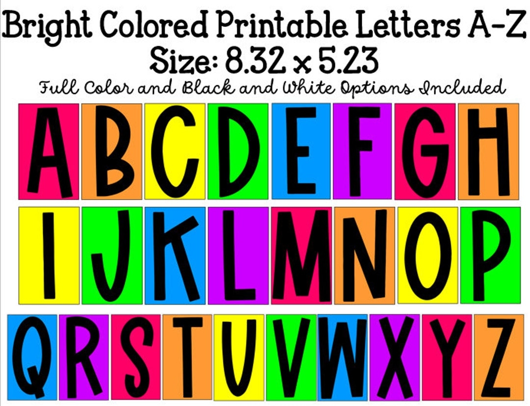 Bright Colored Printable Letters A Z Etsy