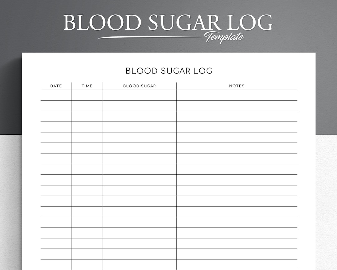 Buy Blood Sugar Log Printable Blood Sugar Tracker Editable 