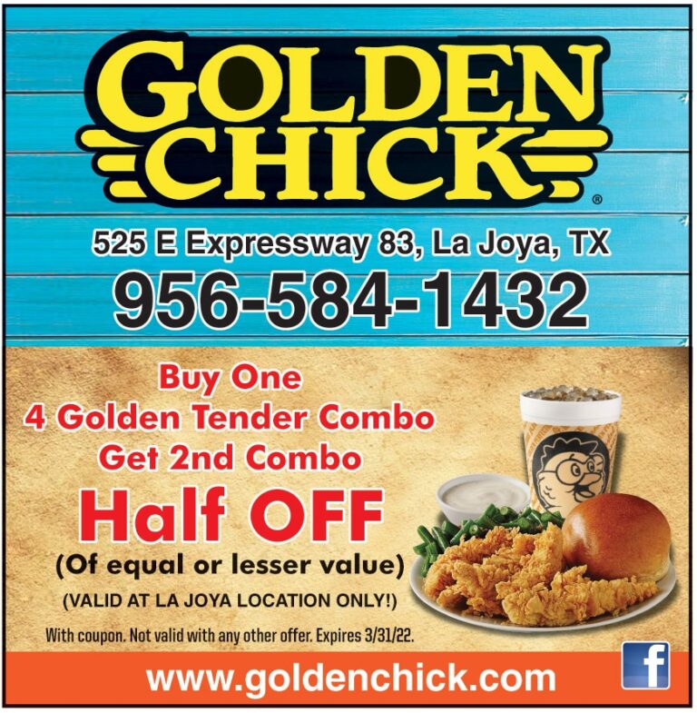 BUY ONE 4 GOLDEN TENDER COMBO GET 2ND COMBO HALF OFF OF EQUAL OR 