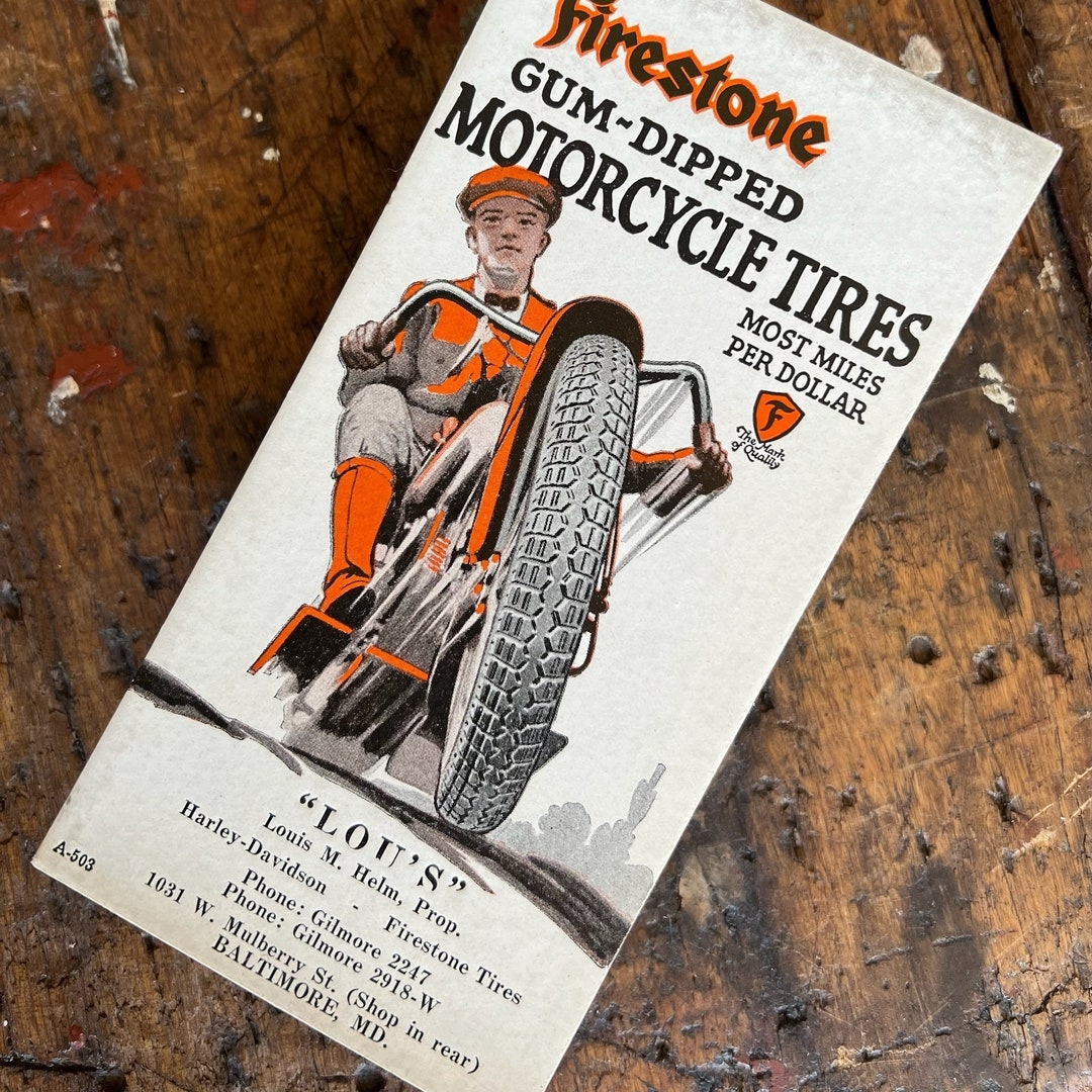 C 1920 s Firestone Motorcycle Tires Advertising Ink Blotter Etsy