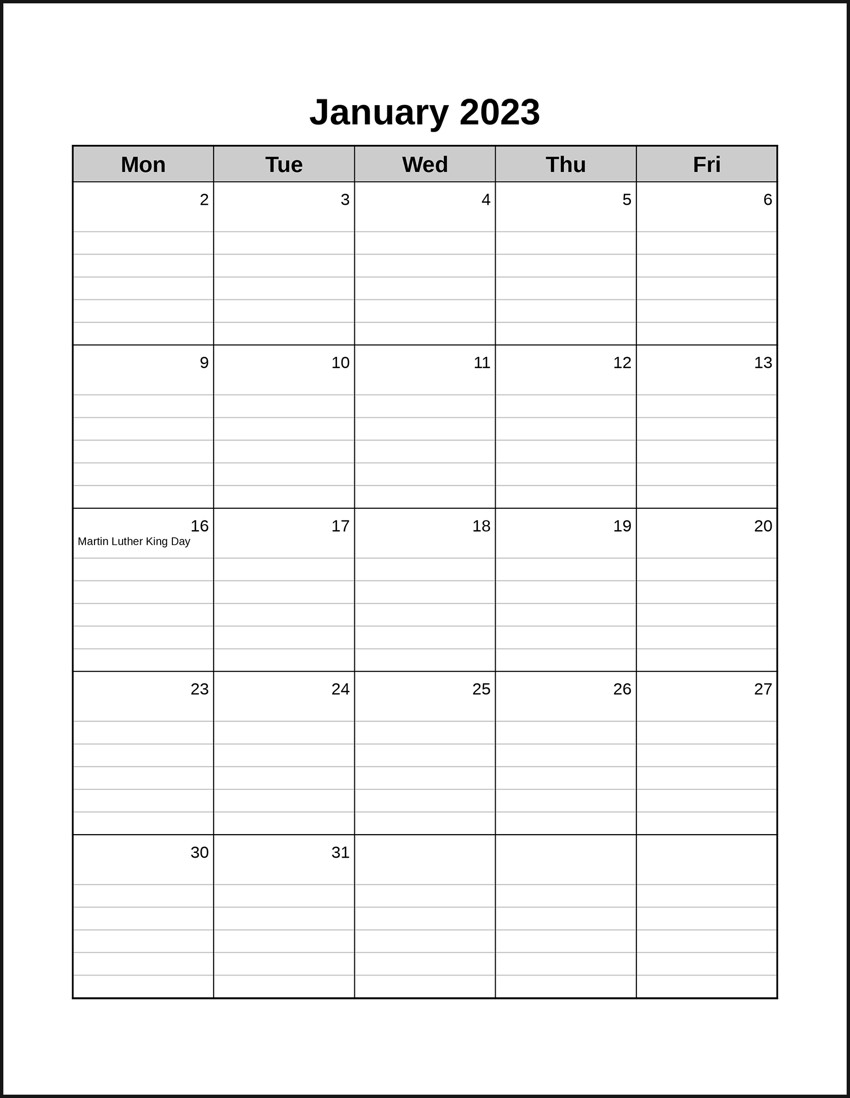 CalendarsThatWork Room For Notes