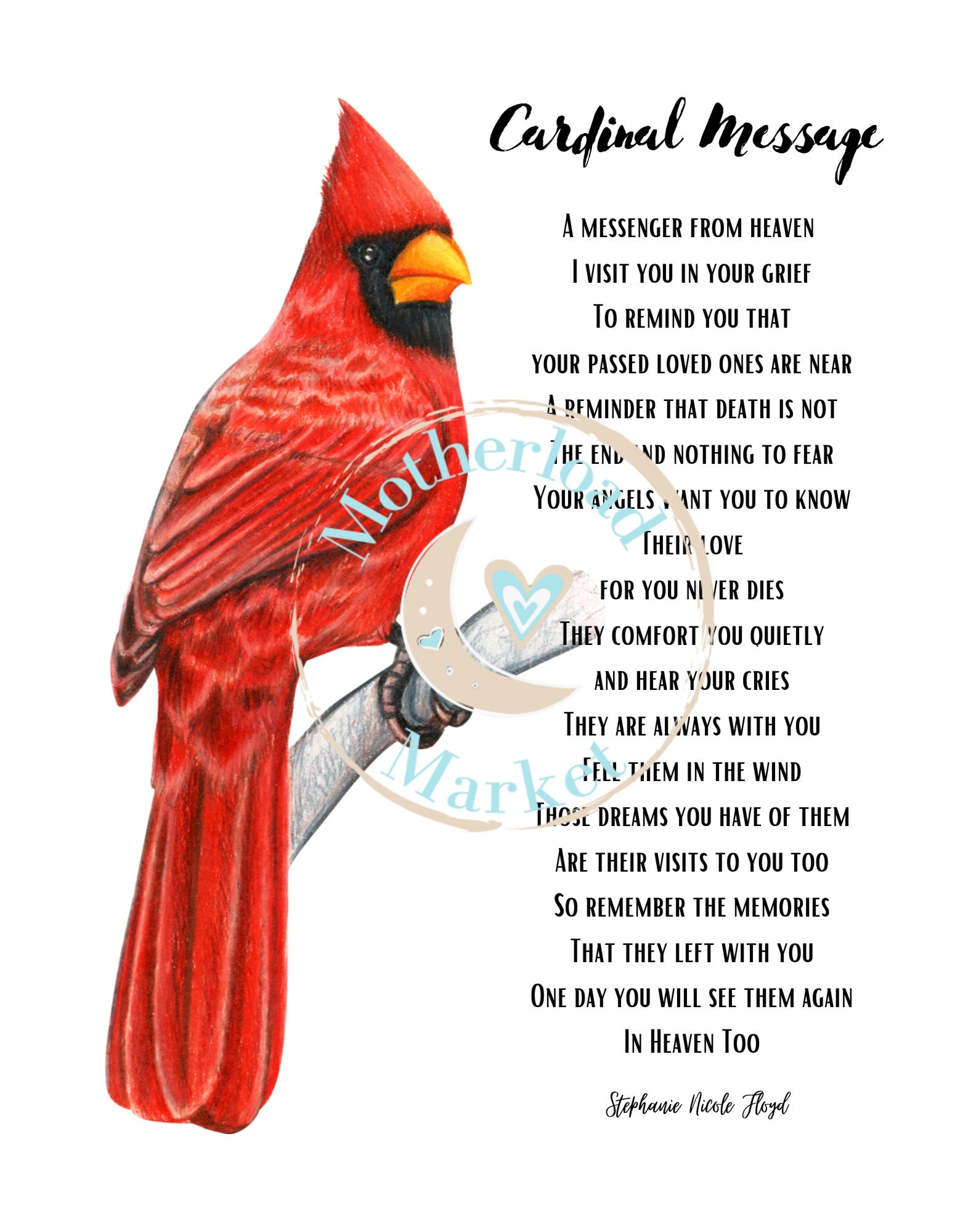 Cardinal Printable Wall Art Cardinal Poem Cardinal Past Loved One Gift Cardinal Memorial Gift Etsy