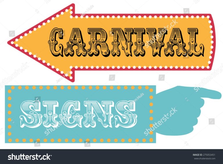 Carnival Sign Template Direction Signs Arrow Stock Vector Royalty Free 275053451 Shutterstock