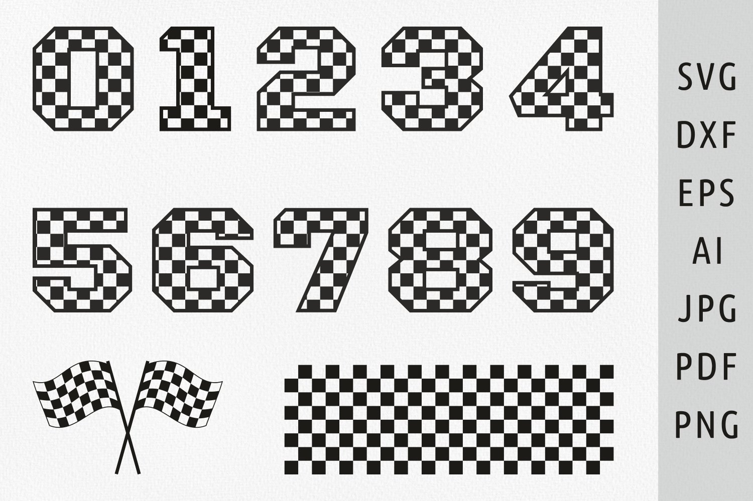 Checkered Numbers Svg Racing Numbers Svg Checkered Flag Svg