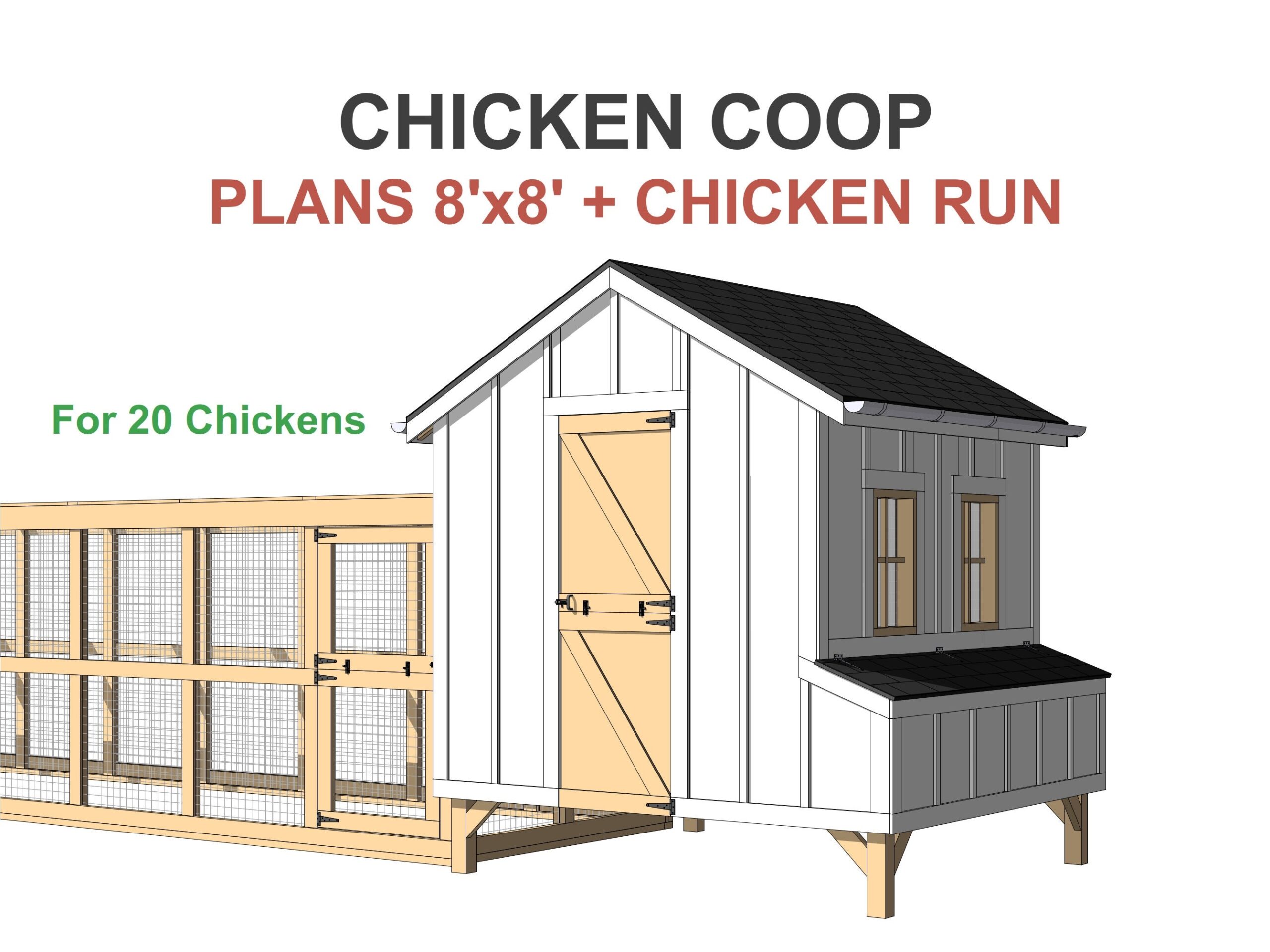 Chicken Coop Plans PDF 20 Chickens DIY Chicken Run Plans Etsy