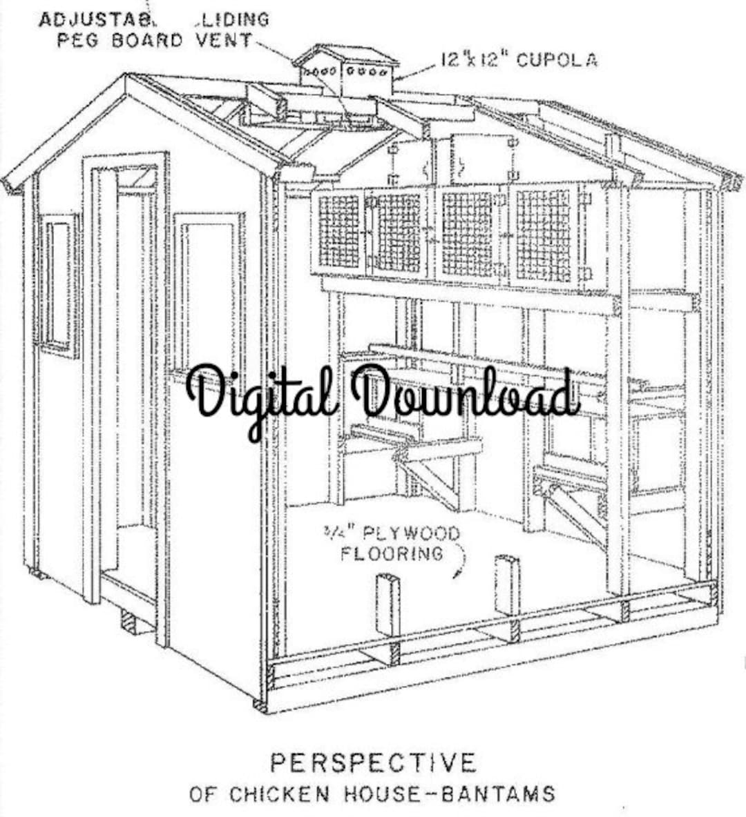 Chicken pigeon Coop Blueprints Hen House Nest Boxes Vintage Woodworking Plans DIY Poultry Brooder Layers Bantams PDF Digital Download Etsy