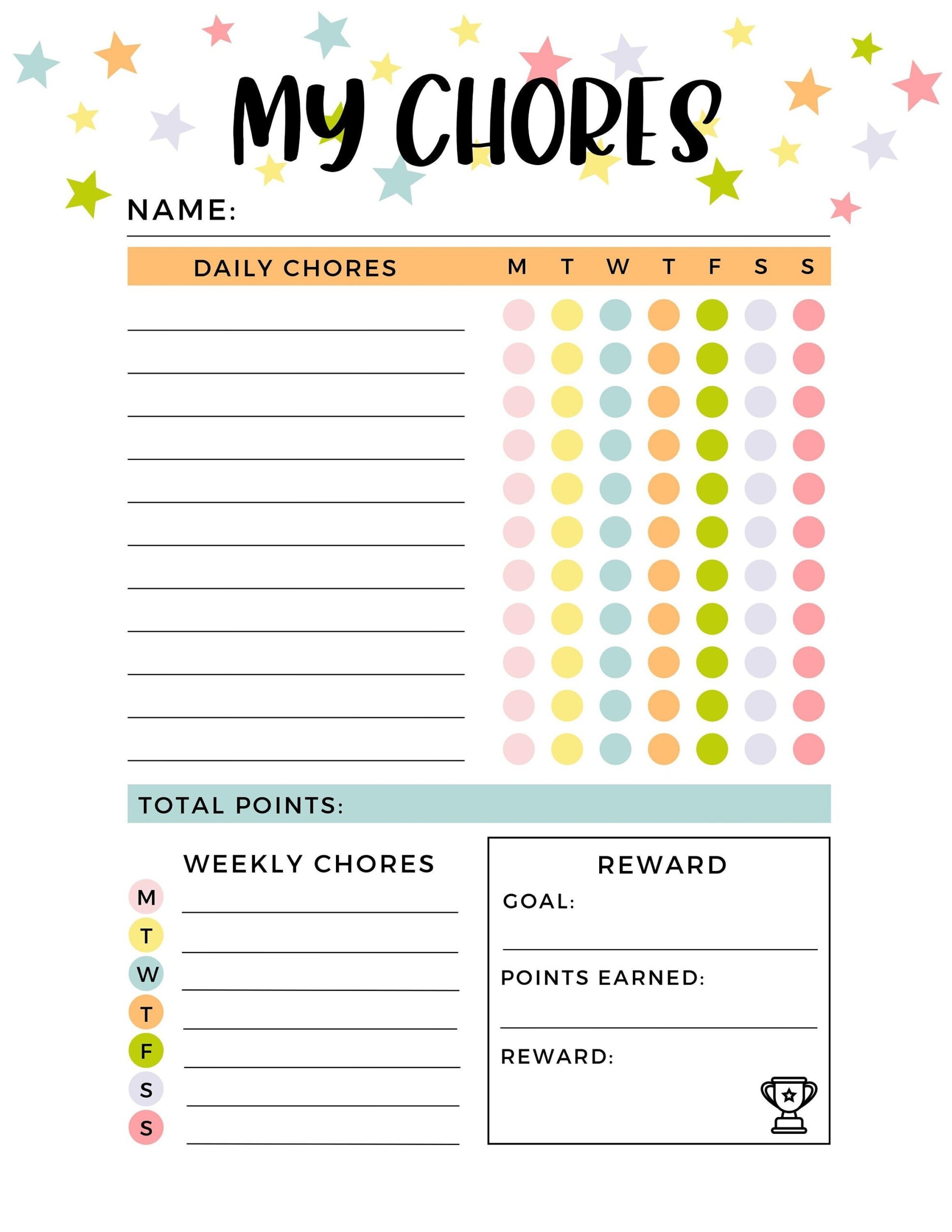 Free Printable Chore Charts For Preschoolers