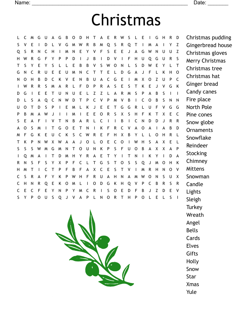 Christmas Word Searches Free Printable