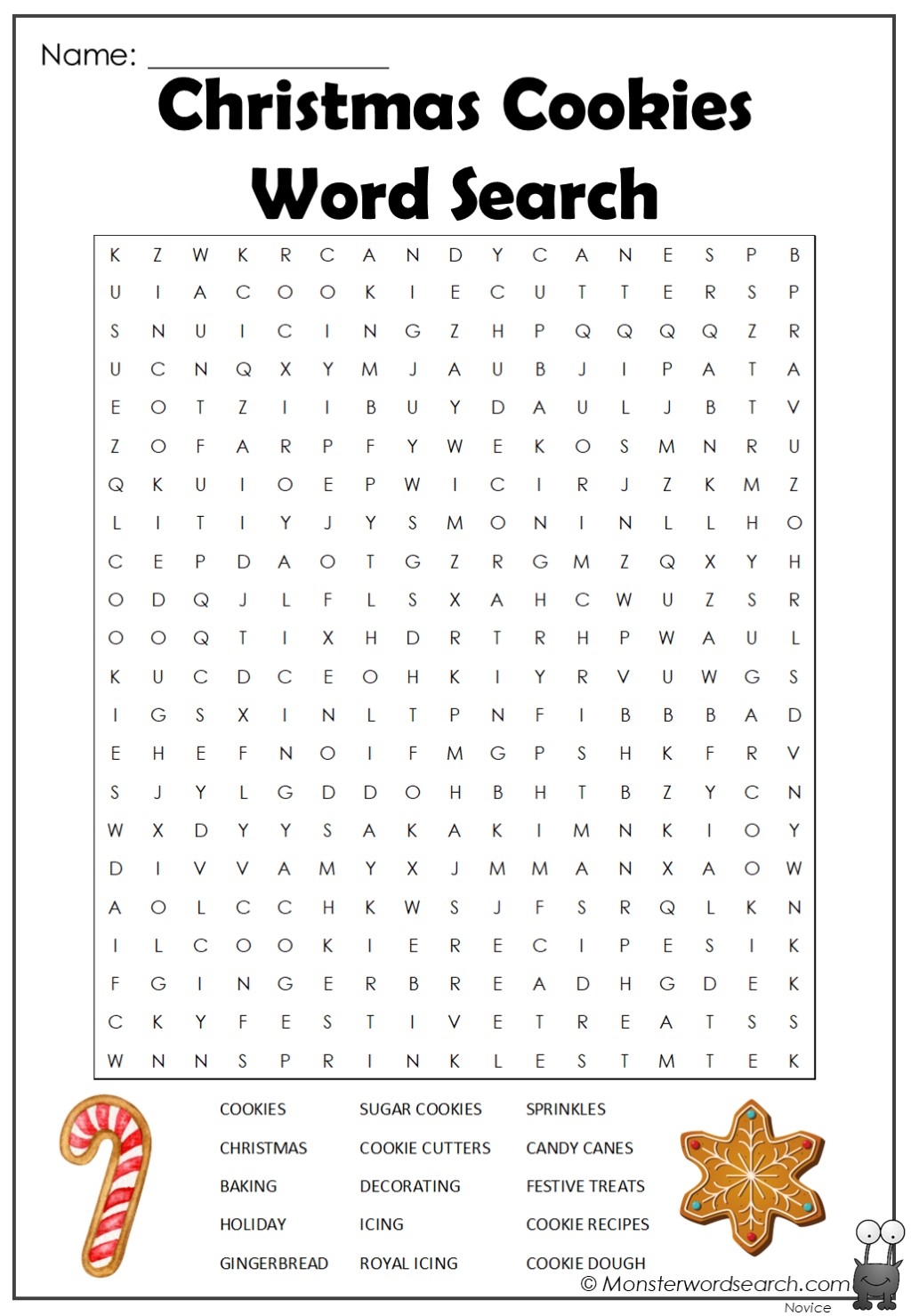 Christmas Cookies Word Search Monster Word Search