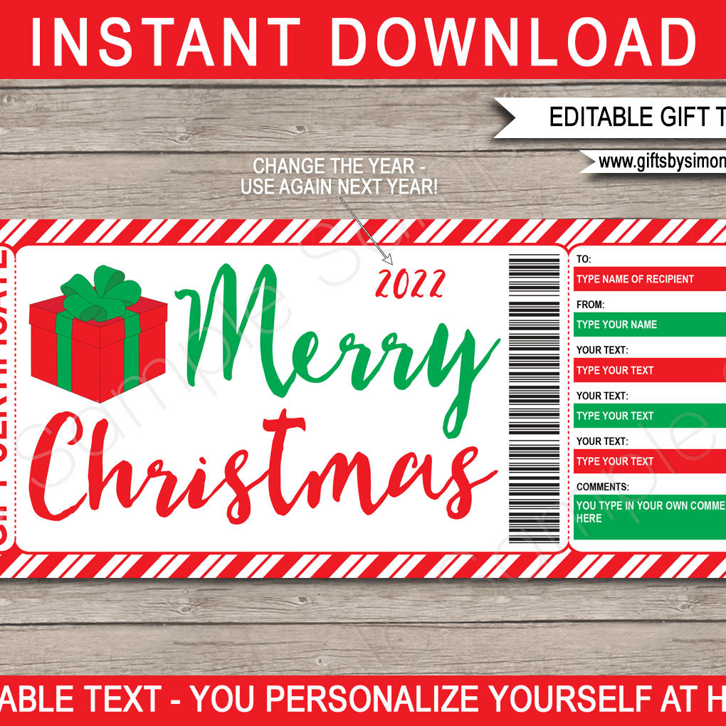 Christmas Gift Certificate Template Editable U0026 Printable Gift 