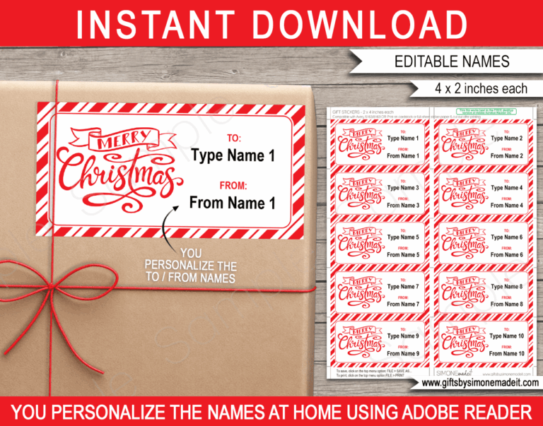 Christmas Gift Labels Template From Your Name Red