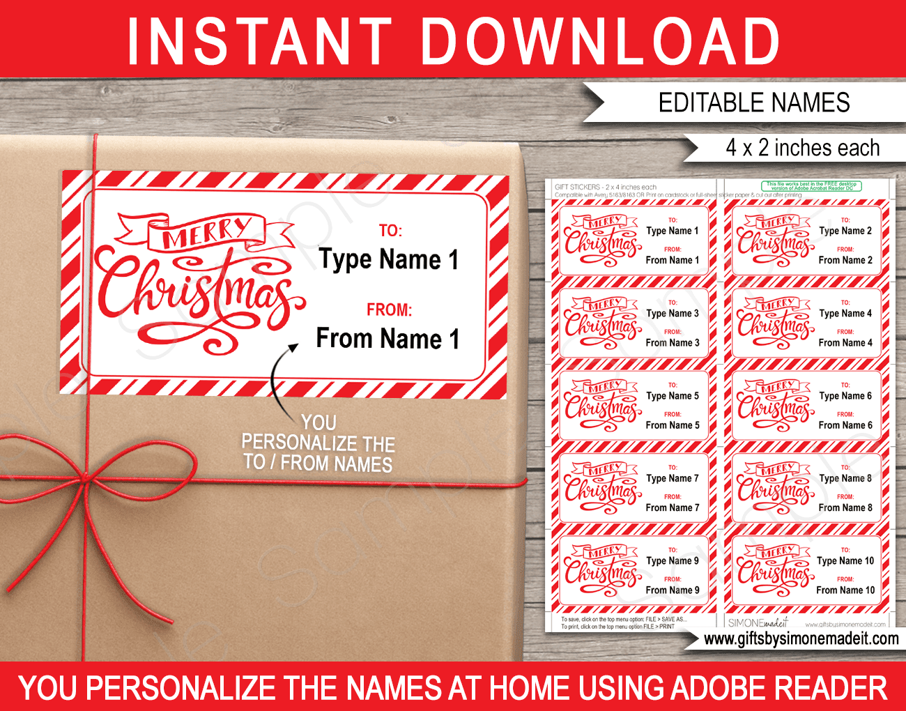 Christmas Gift Labels Template From Your Name Red