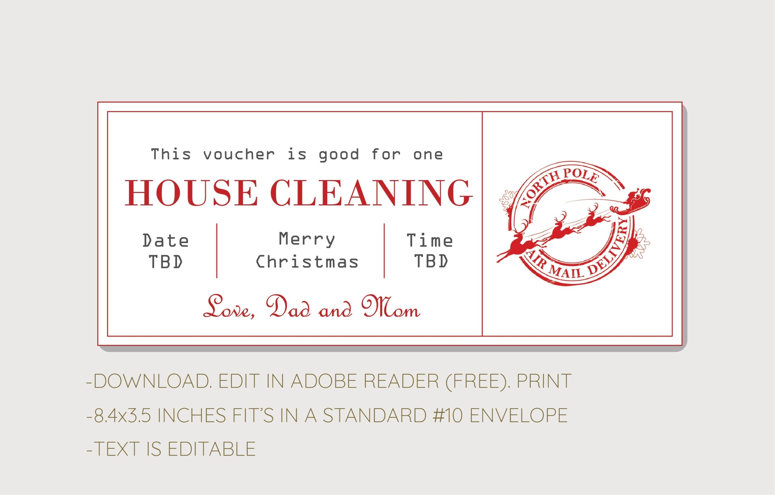 Christmas House Cleaning Coupon INSTANT DOWNLOAD EDITABLE Text House Cleaning Gift Voucher Printable House Cleaning Certificate Etsy UK