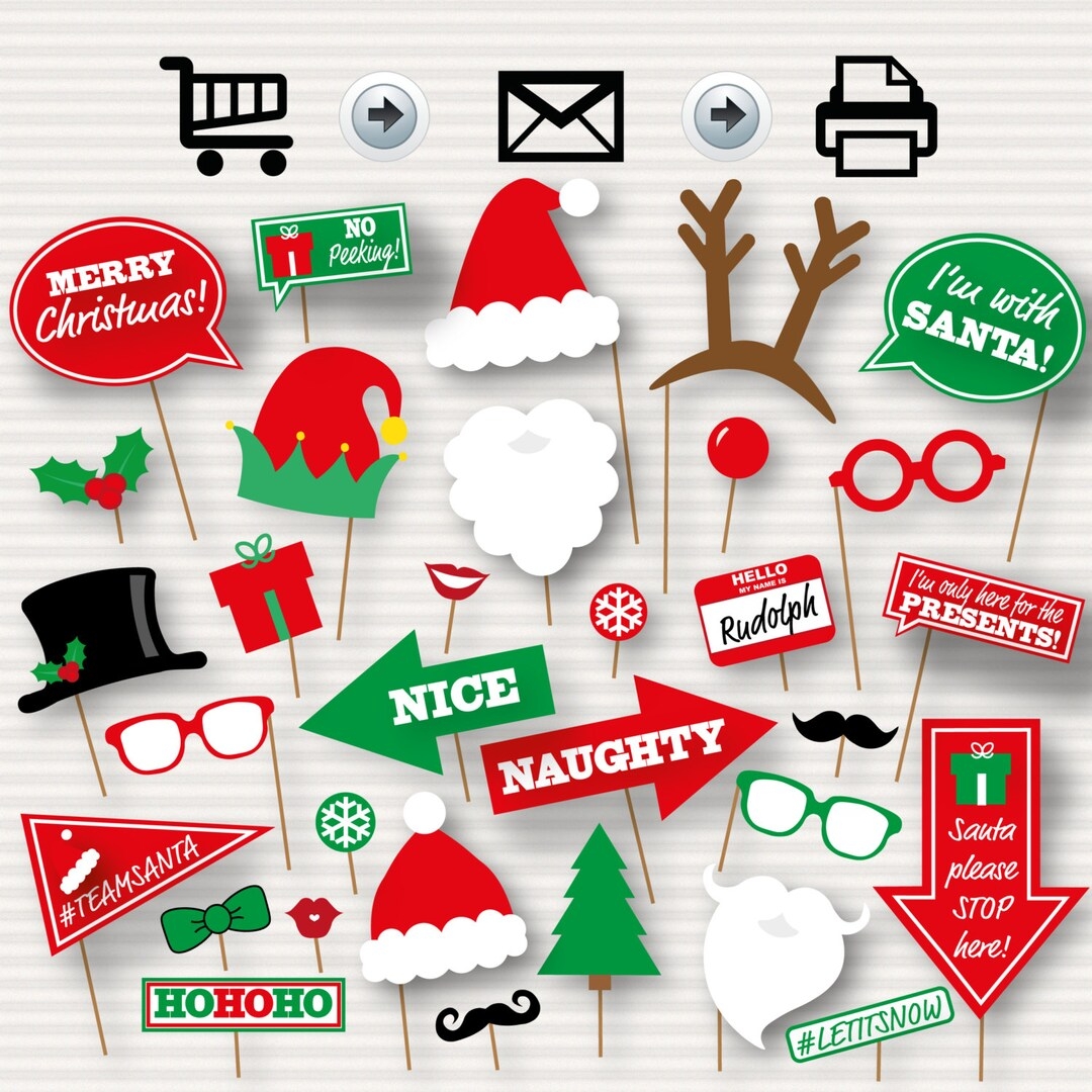 Christmas Photo Booth Printable Props Christmas Party Photo 