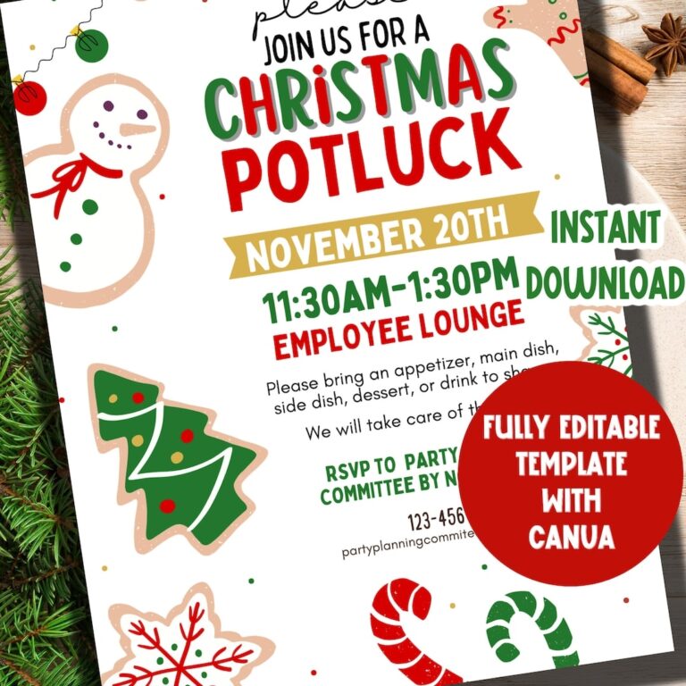 Christmas Potluck Flyer EDITABLE Christmas Potluck Invitation Editable Template Holiday Potluck Flyer Invite Office Potluck Flyer Etsy