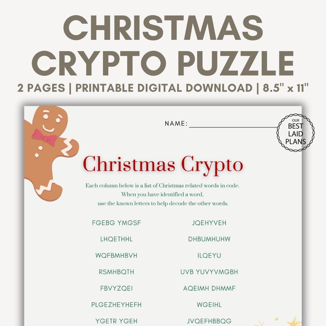 Christmas Puzzle Printable PDF Christmas Cryptograms Christmas Games For Families Holiday Games Family Christmas Printables Adults Etsy