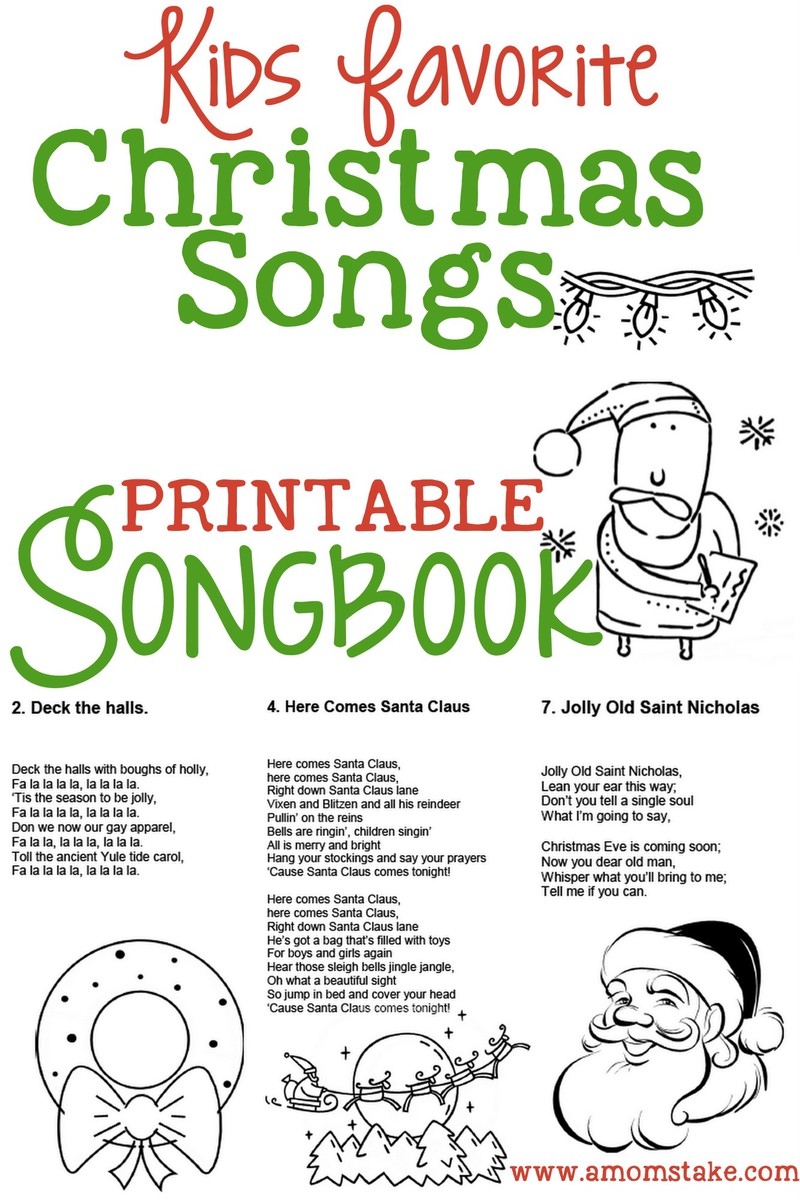 Christmas Songs For Kids Free Printable Songbook A Moms Take Worksheets Library