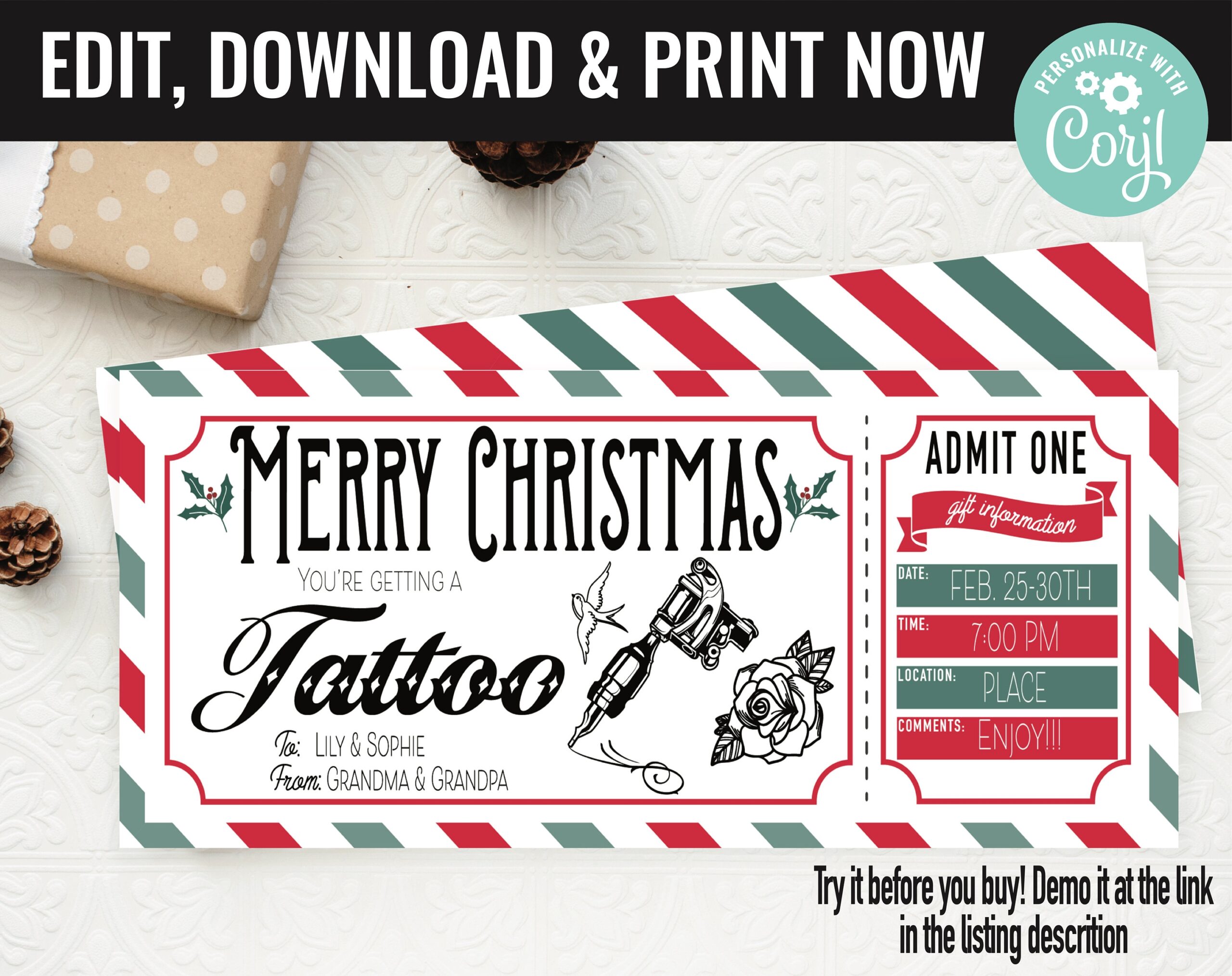 Free Printable Tattoo Gift Certificates