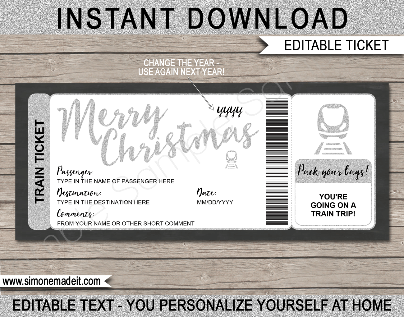 Christmas Train Trip Gift Ticket