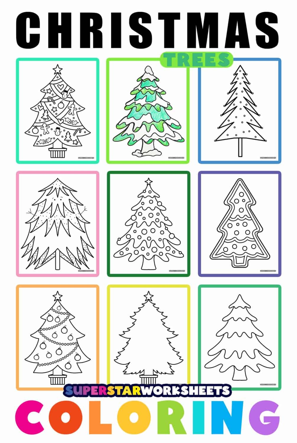 Christmas Tree Coloring Pages Superstar Worksheets