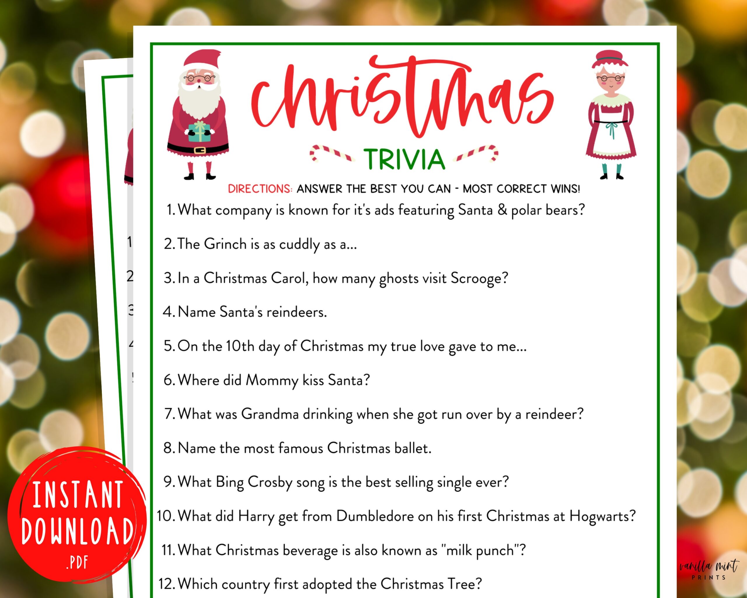 Free Printable Christmas Trivia Games