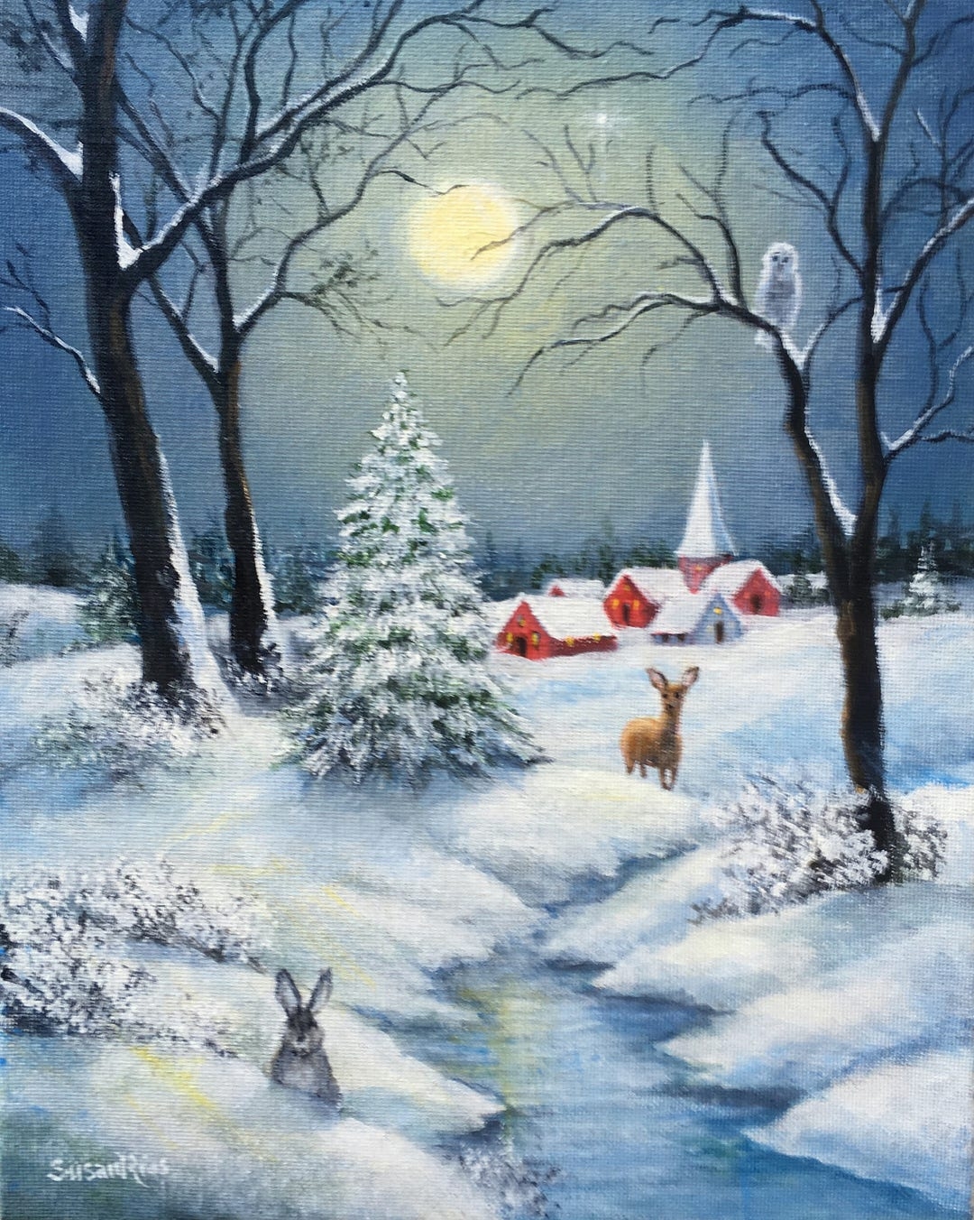 Christmas Winter Snow Scene Christmas Print Christmas Art Peaceful Winter Scene Winter Landscape Print Etsy Australia
