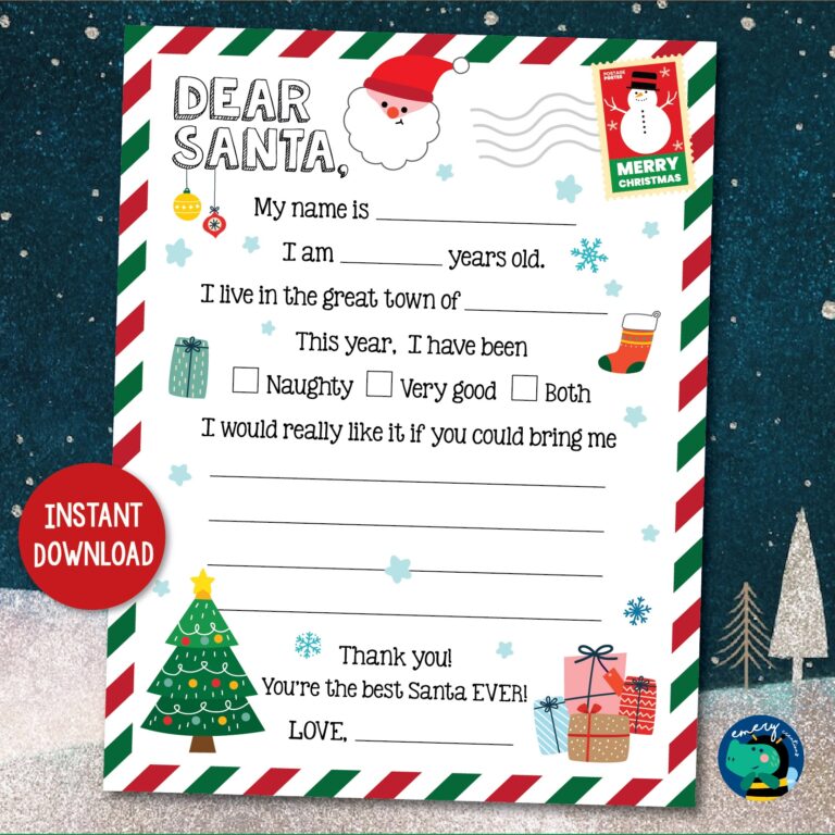 Christmas Wish List Letter To Santa Claus Christmas Printable For Kids