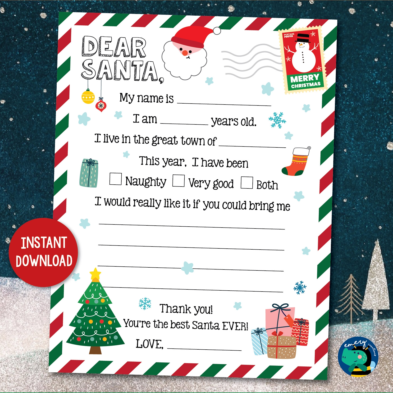 Christmas Wish List Letter To Santa Claus Christmas Printable For Kids