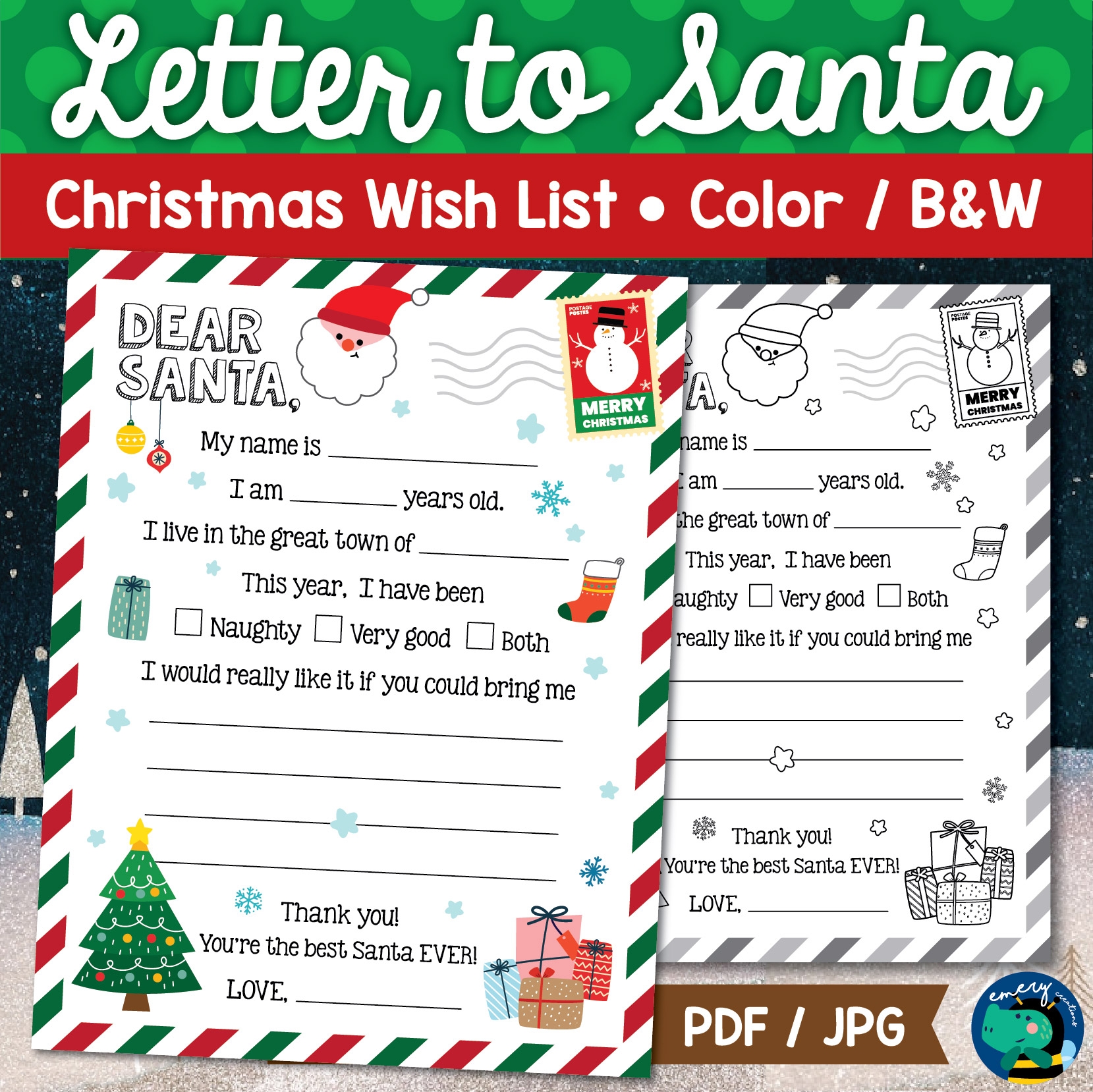 Christmas Wish List Letter To Santa Claus Christmas Printable 