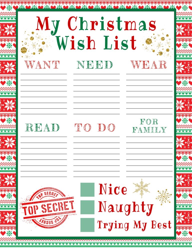 Christmas Wish List Printable Template For Kids Editable Holiday 