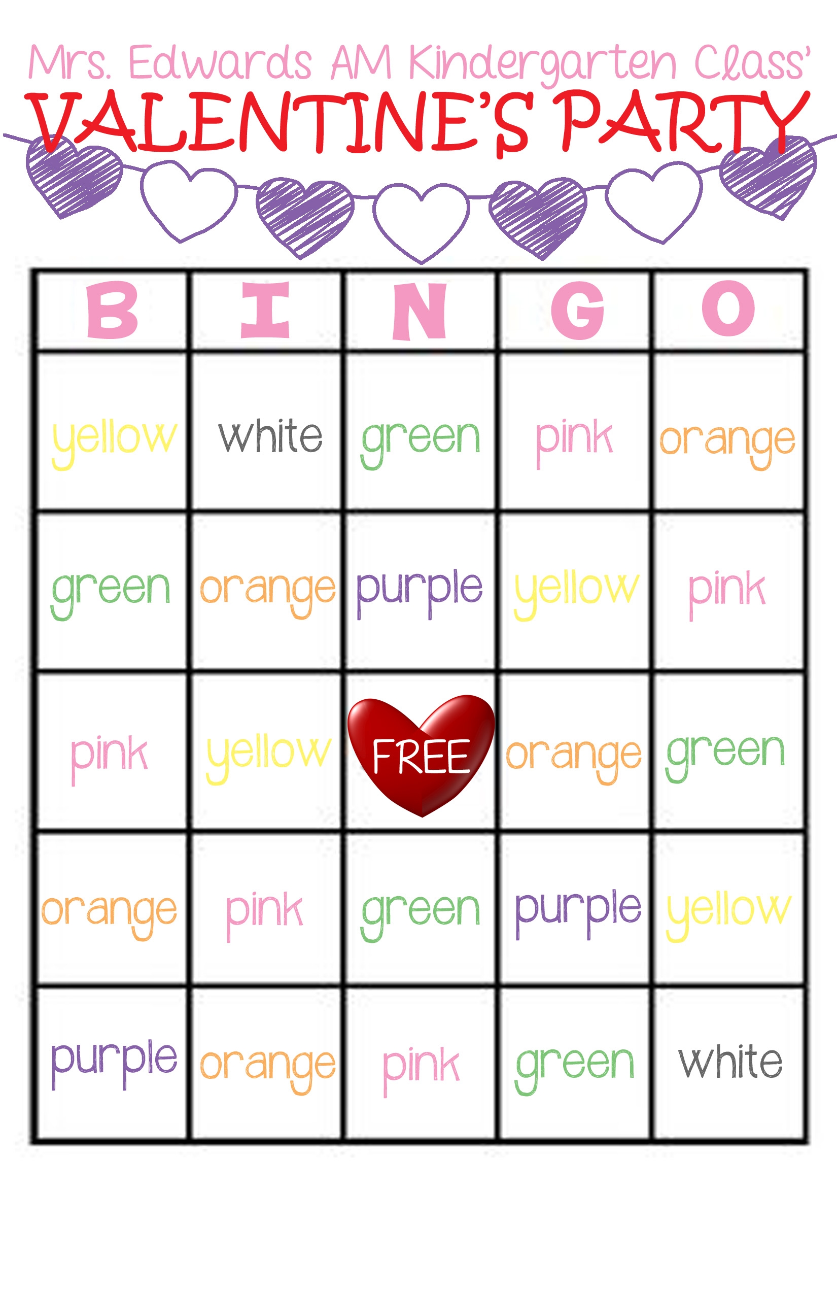Classroom Valentine s Party Bingo Game FREE Printable Jeni Ro 