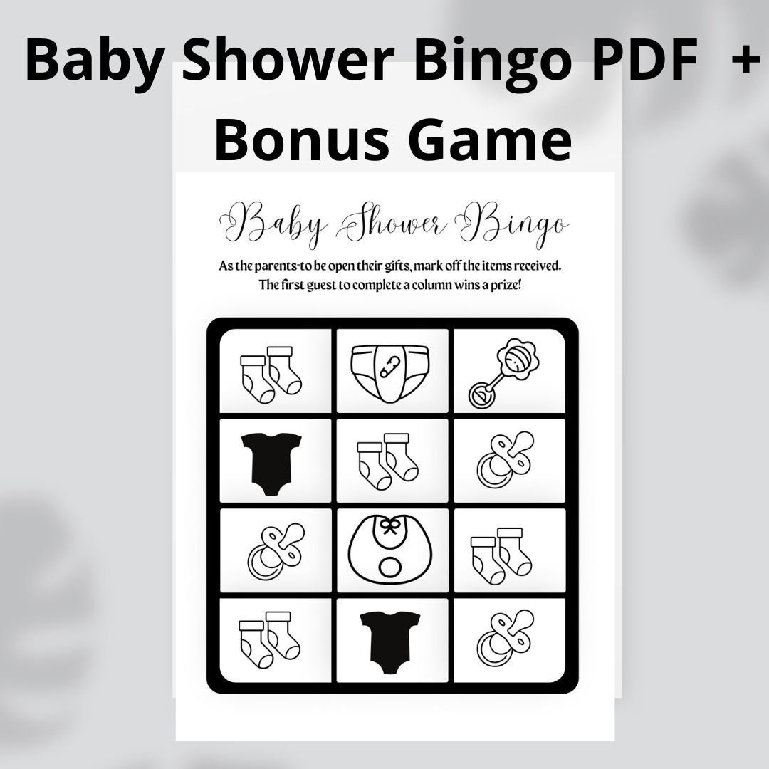 Co ed Baby Shower Bingo Printable PDF Free Bonus Game Baby Shower Activity PDF Etsy UK