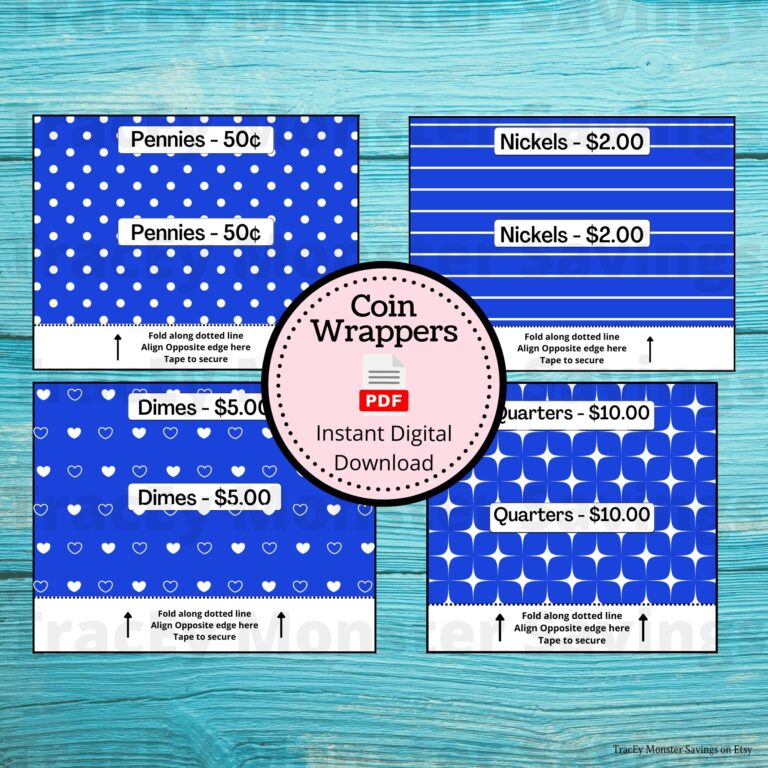 Coin Roll Wrappers For US Currency Blue Assembly Required Custom Change Wrapper Pennies Nickels Dimes Quarters Coins