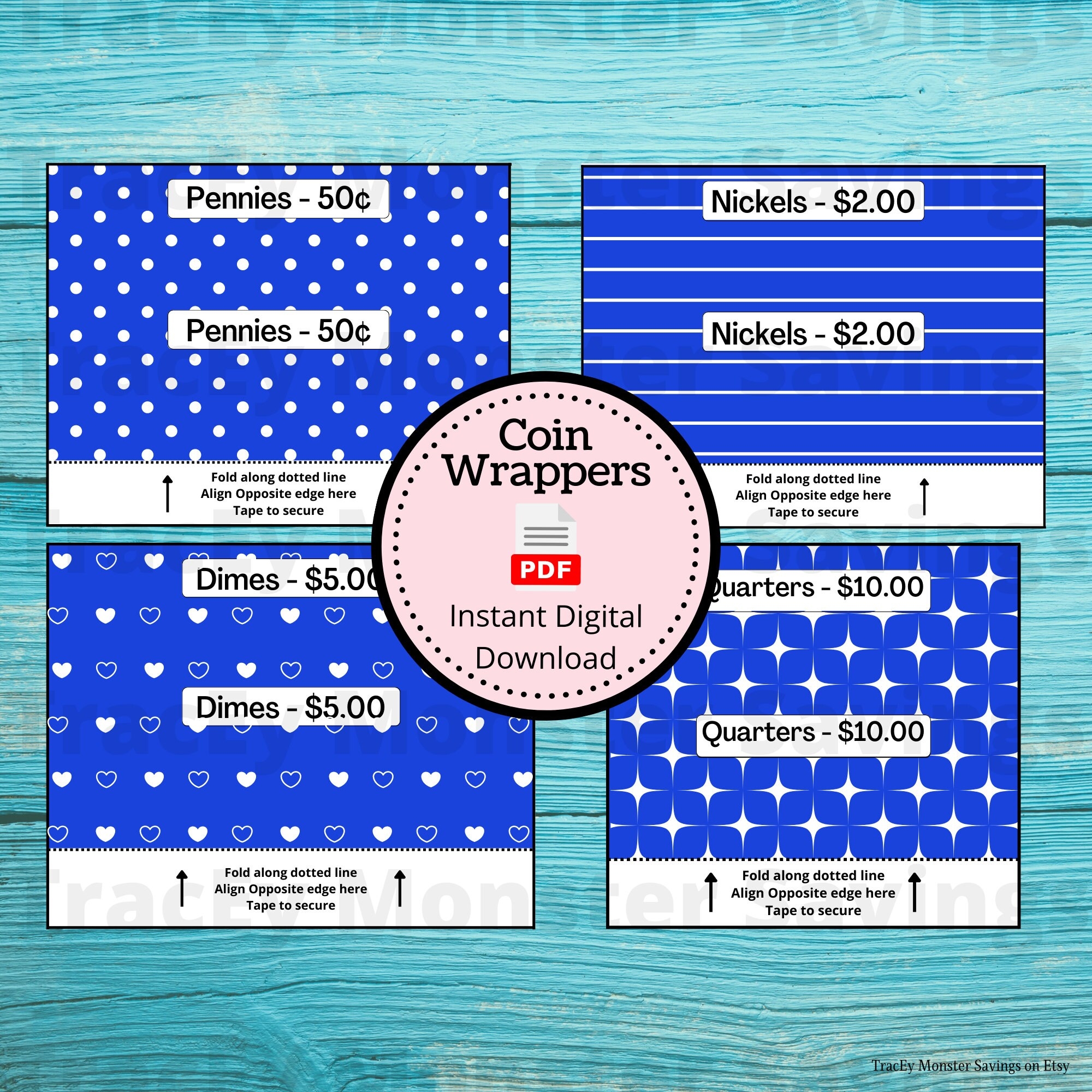 Coin Roll Wrappers For US Currency Blue Assembly Required Custom Change Wrapper Pennies Nickels Dimes Quarters Coins