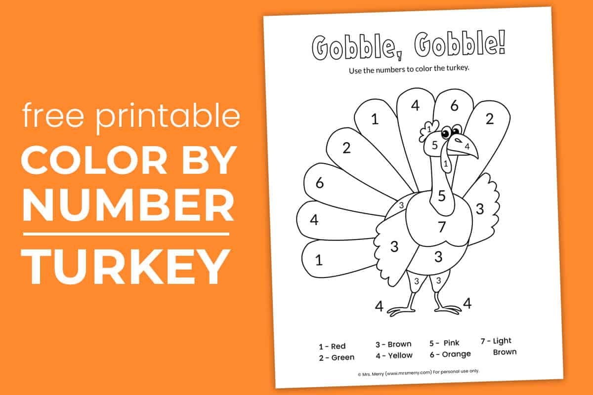Color By Number Turkey Printable Mrs Merry