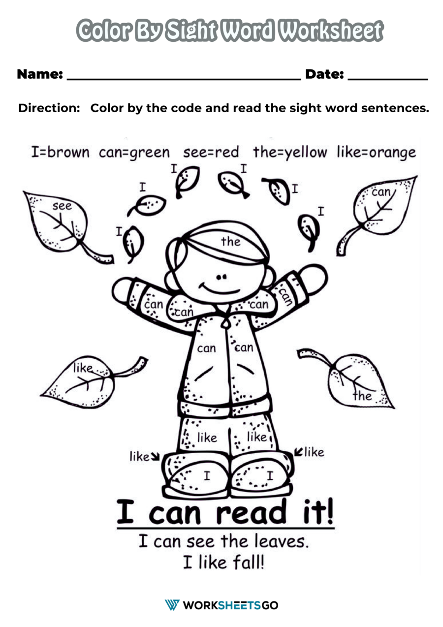 Free Printable Sight Word Coloring Pages