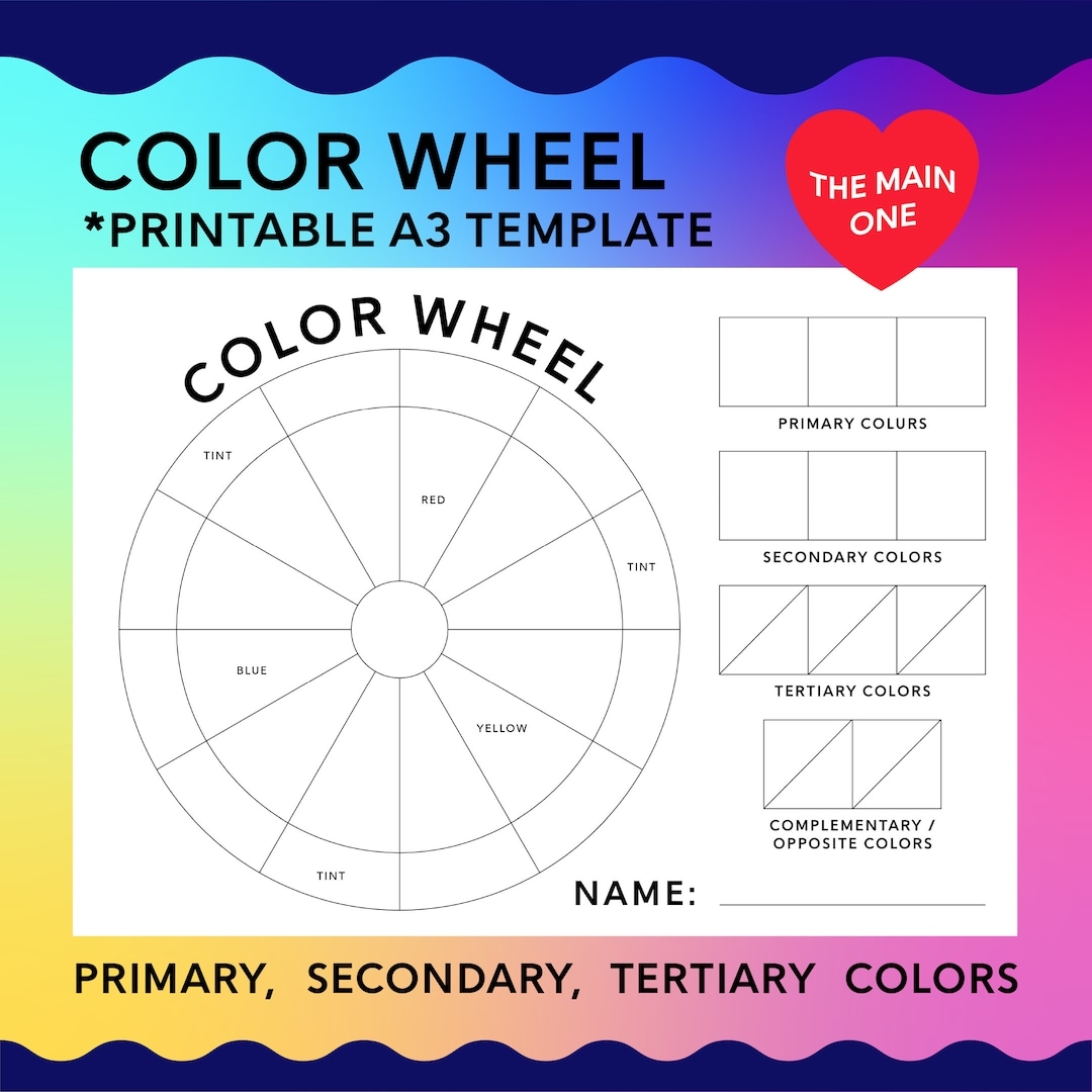 COLOR WHEEL The MAIN One Printable A3 Template Color Theory 