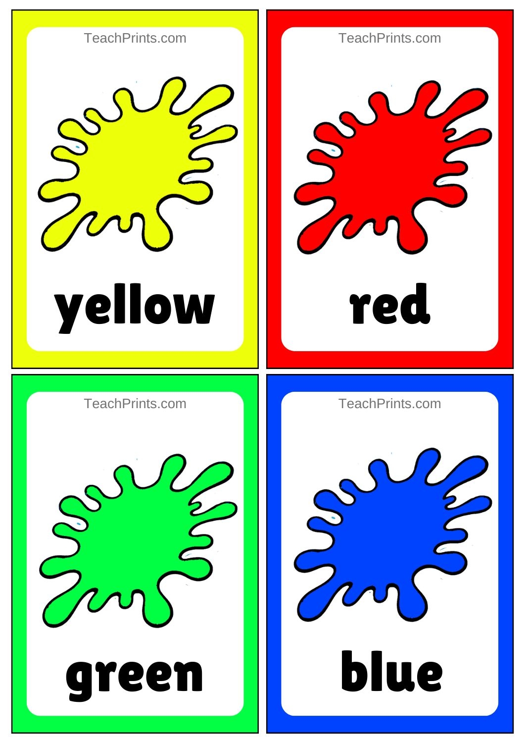 Colors Flashcards Free And Printable Teach Prints