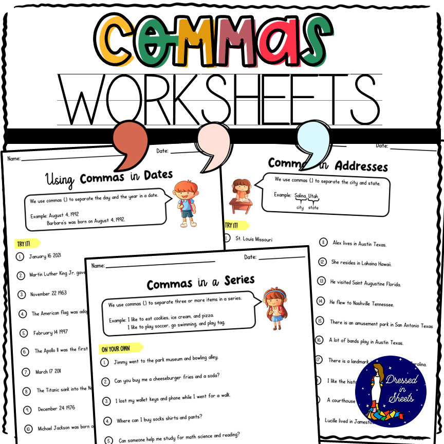 Commas Worksheets Teaching Resources teacher Made Worksheets 