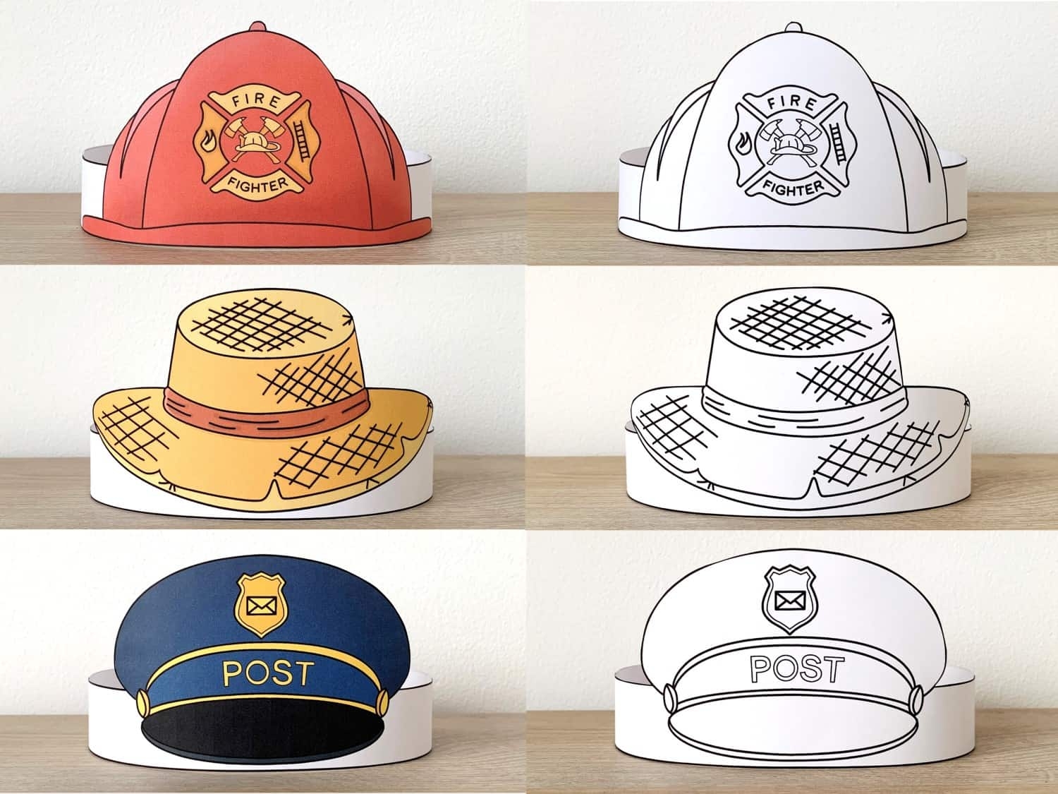 Free Printable Community Helpers Paper Hats