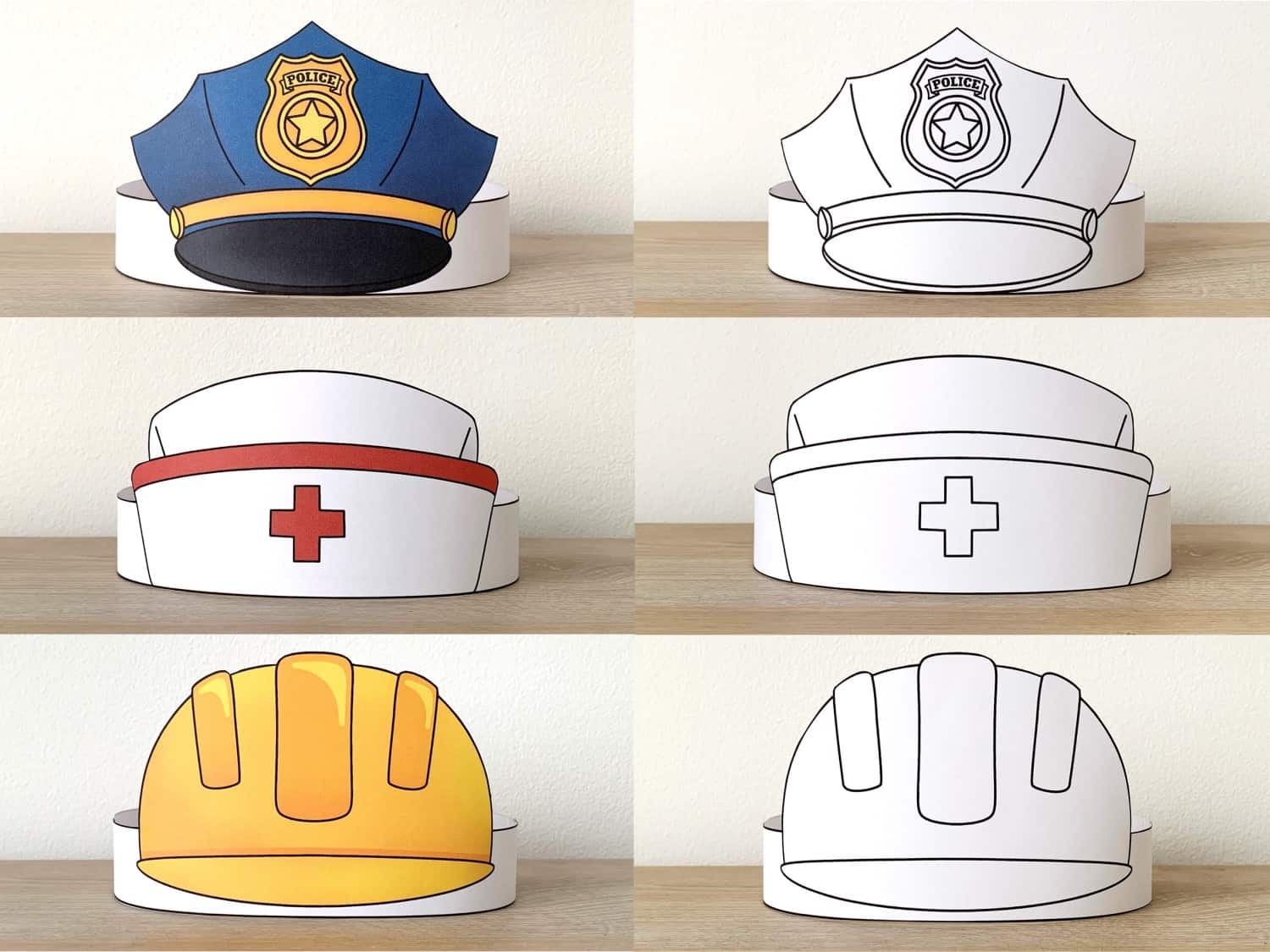 Community Helpers Crowns Coloring Printable Kid Craft Happy 