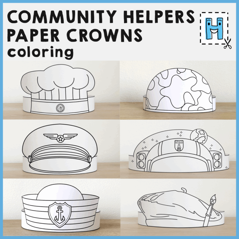 Community Helpers Paper Hats Career Day Printable Paper Coloring 