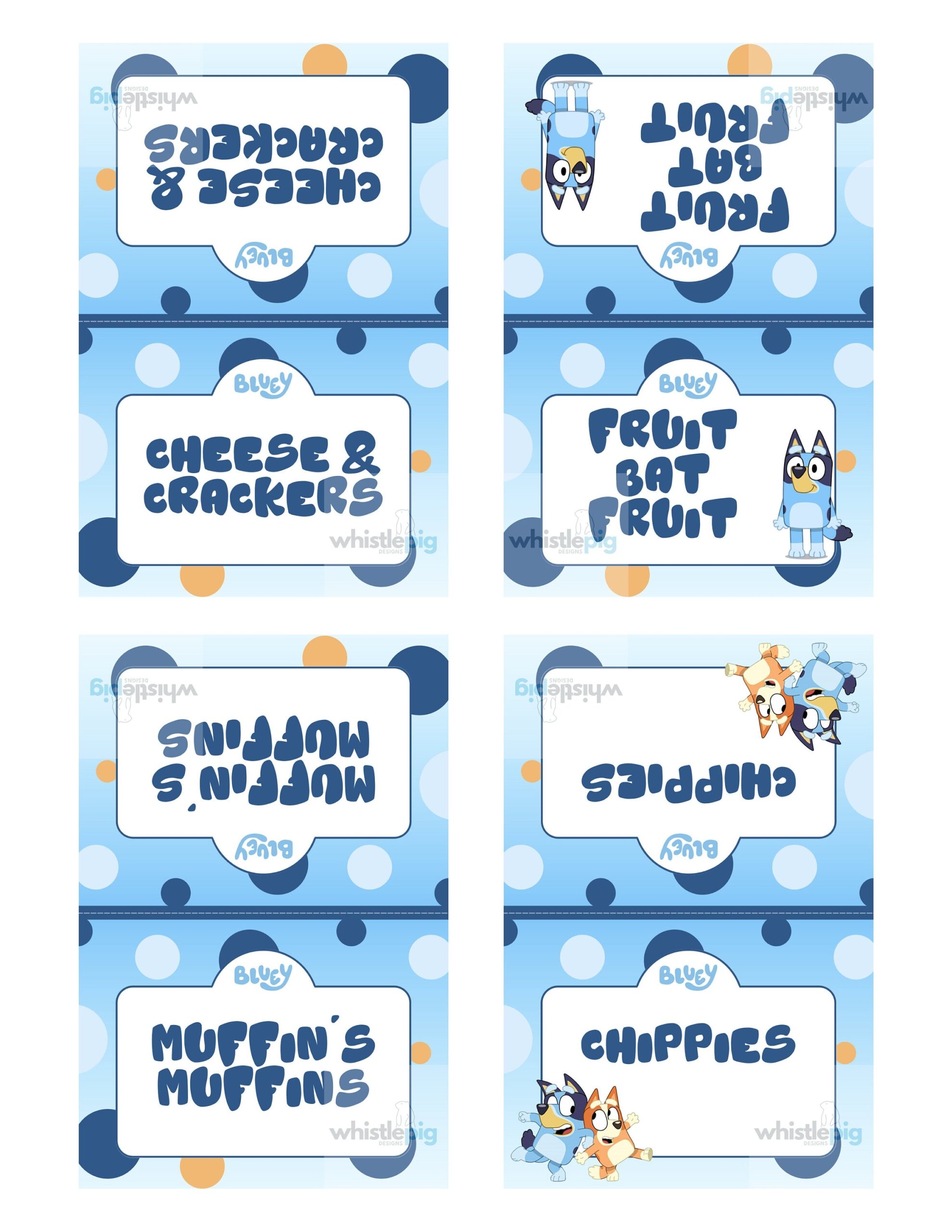 Free Printable Bluey Party Food Labels