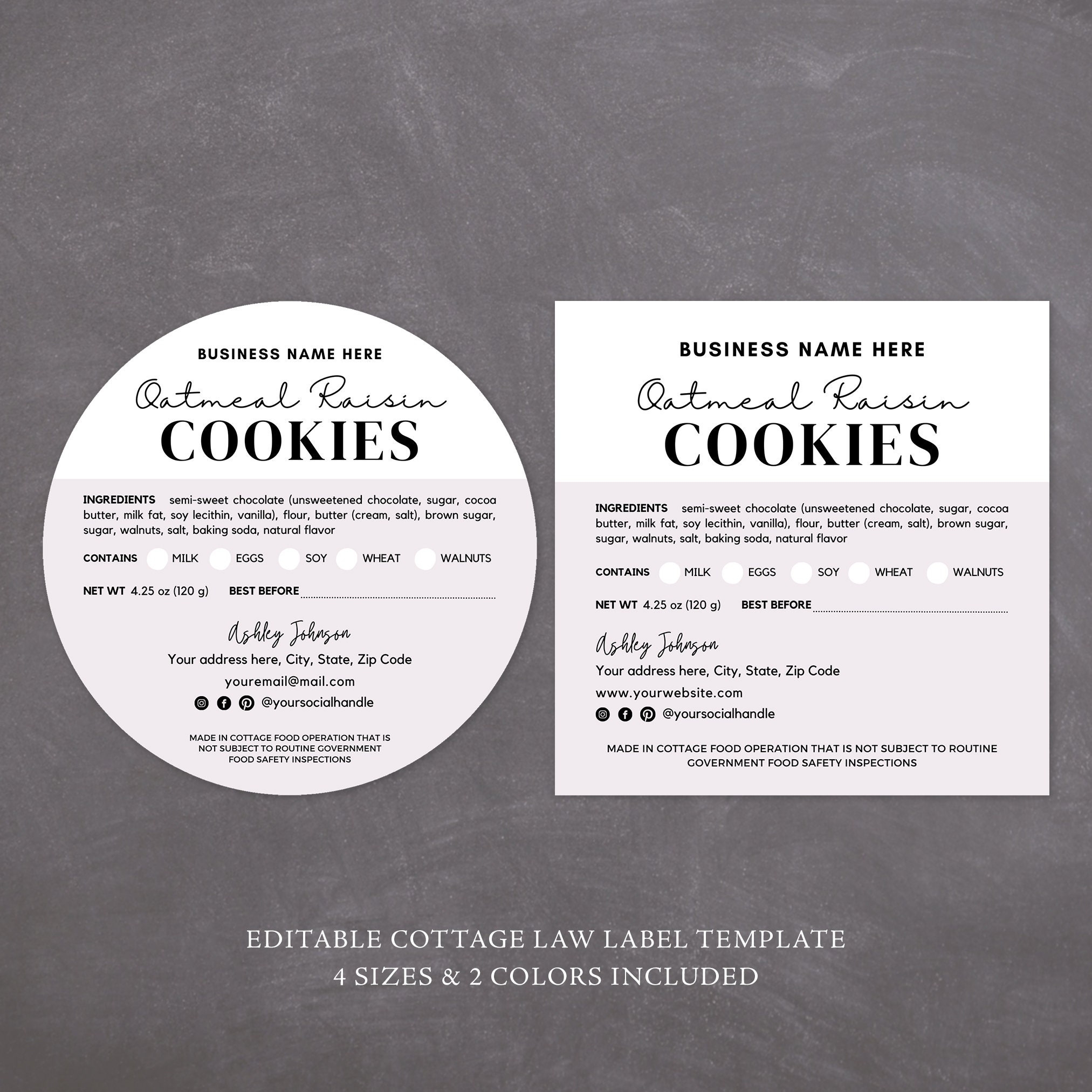 Cottage Food Label Home Baked Goods Label Printable Food Label Cottage Baking Label Ingredient Label Template Home Bakery Stickers Etsy UK