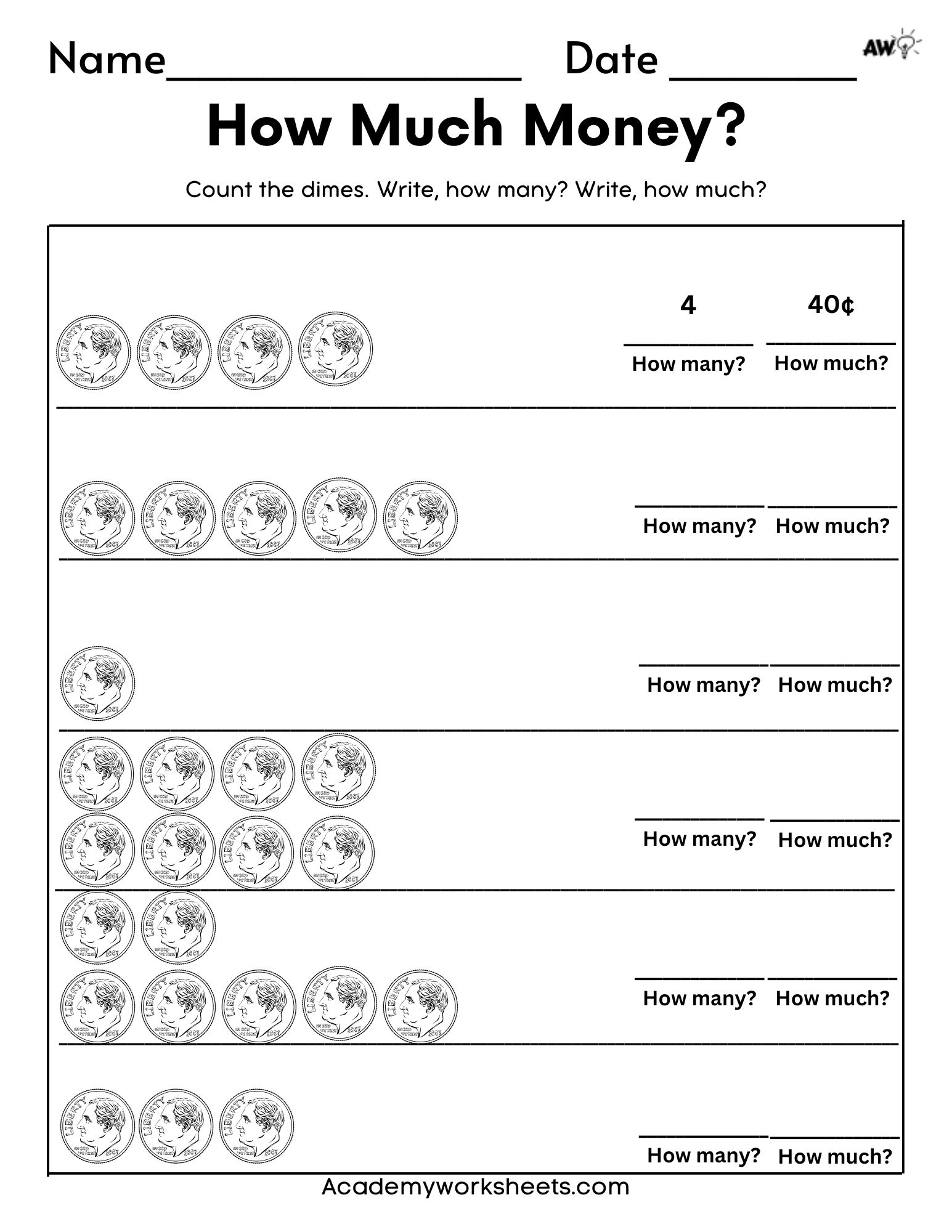 Free Printable Counting Coins Worksheets