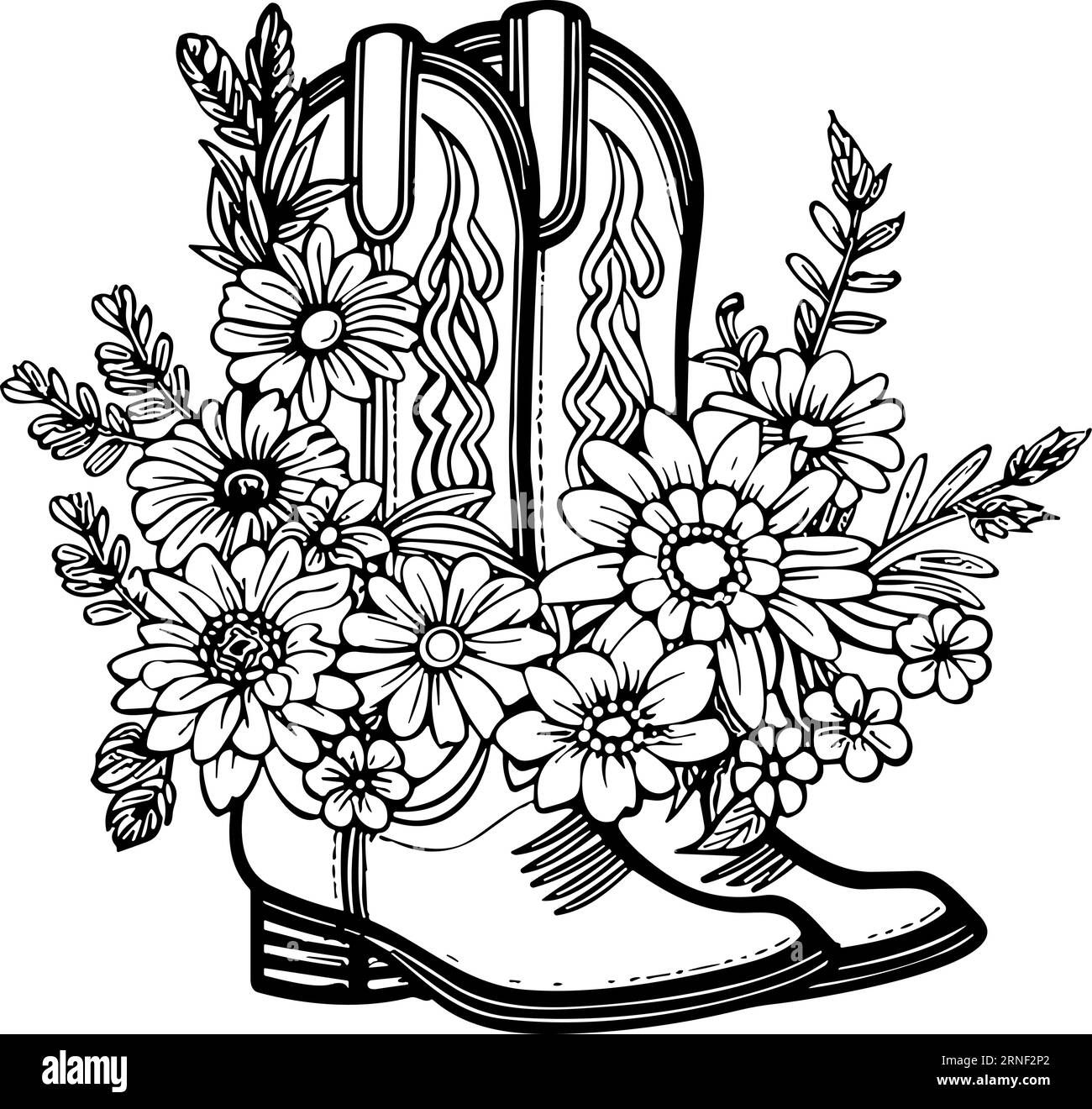 Free Printable Cowboy Boot Coloring Page