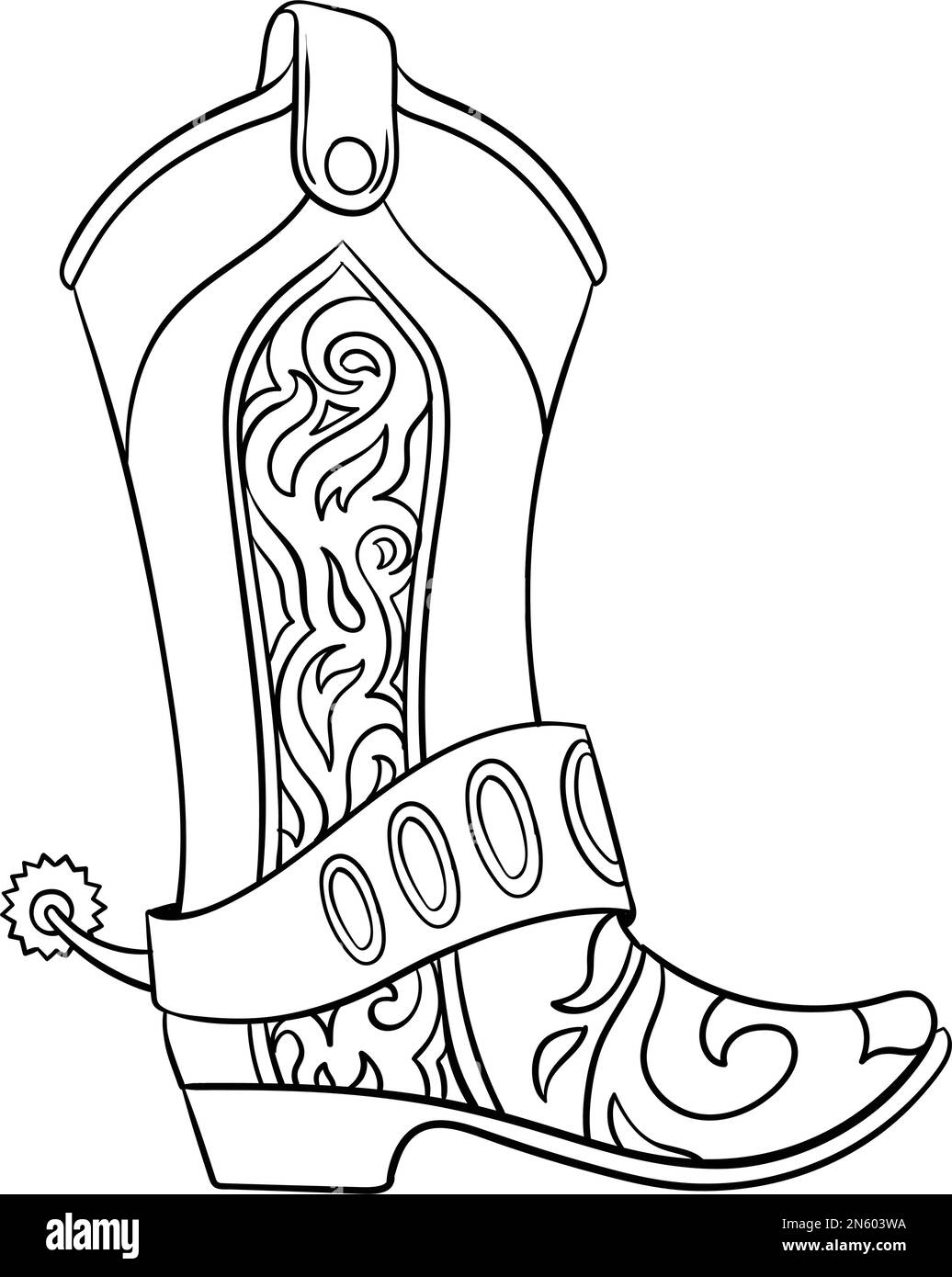 Cowboy Boots Isolated Coloring Page For Kids Stock Vector Image 