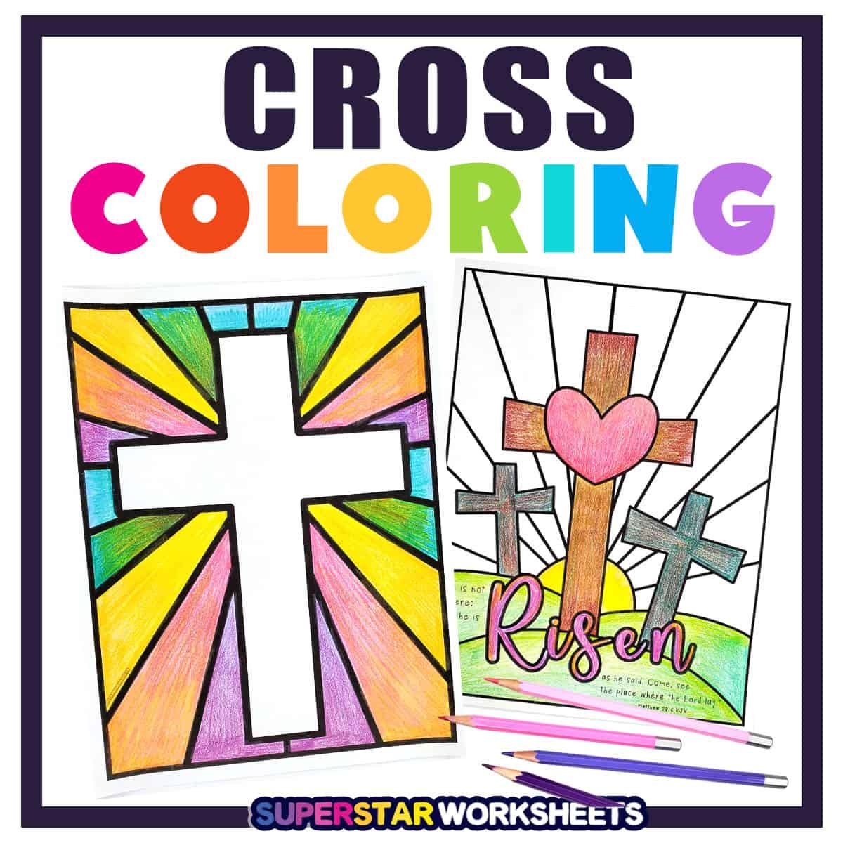 Cross Coloring Pages Superstar Worksheets