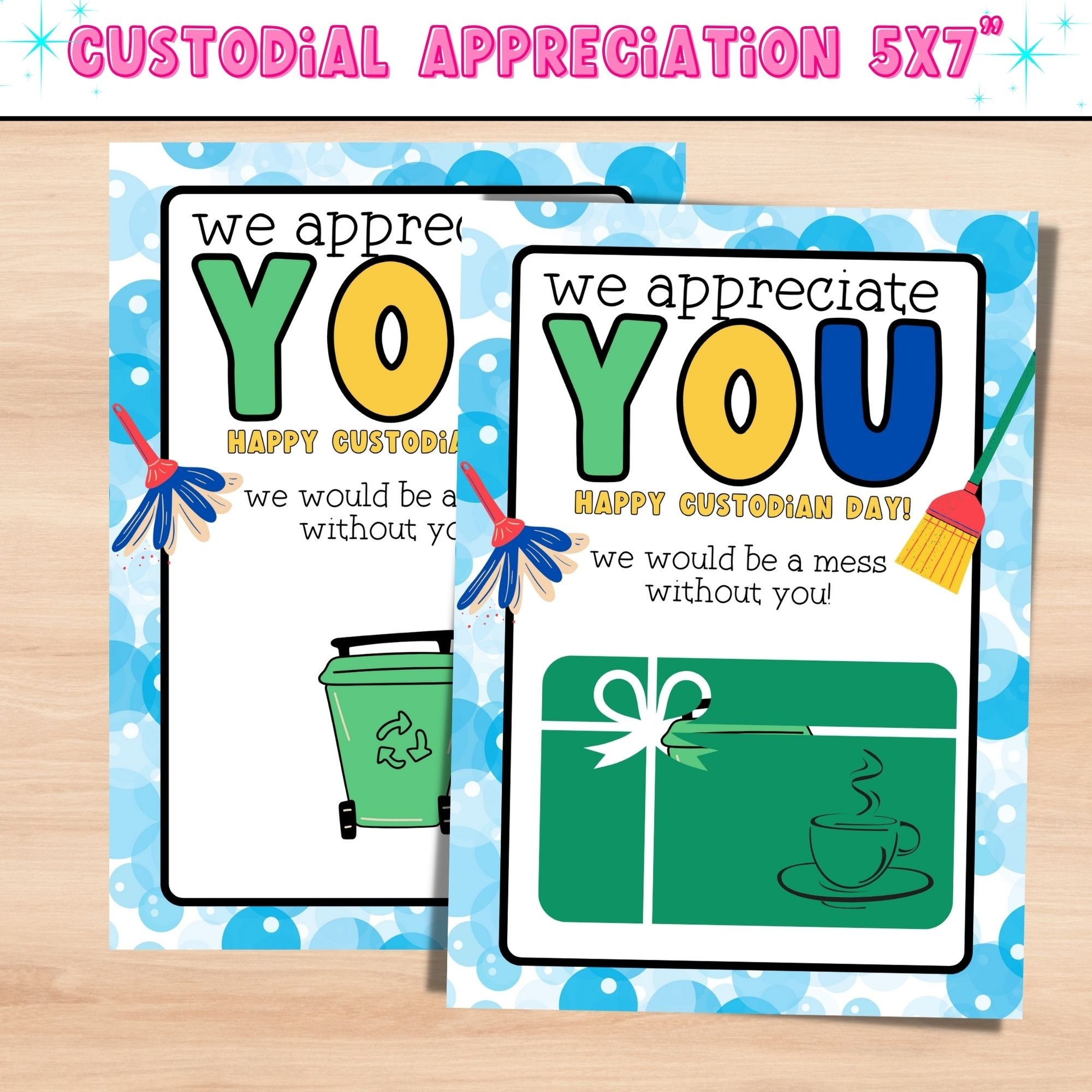 Custodial Appreciaiton Gift Card Holder Custodial Appreciaiton Printable School Custodian Thank You Card Janitor Appreciation