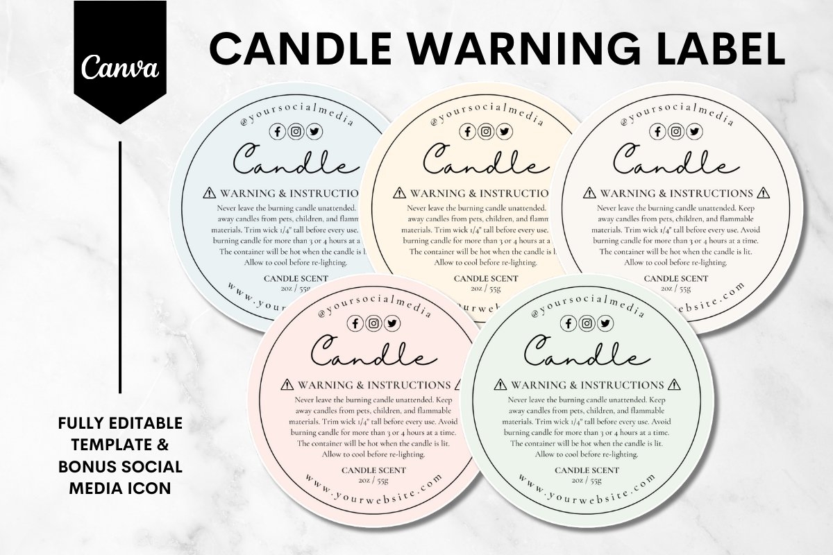 Custom Candle Warning Label Canva Template 5 3242604 